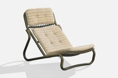 Danish Designer, Lounge Chair, Bamboo, Rattan, Fabric, Denmark, 1970s