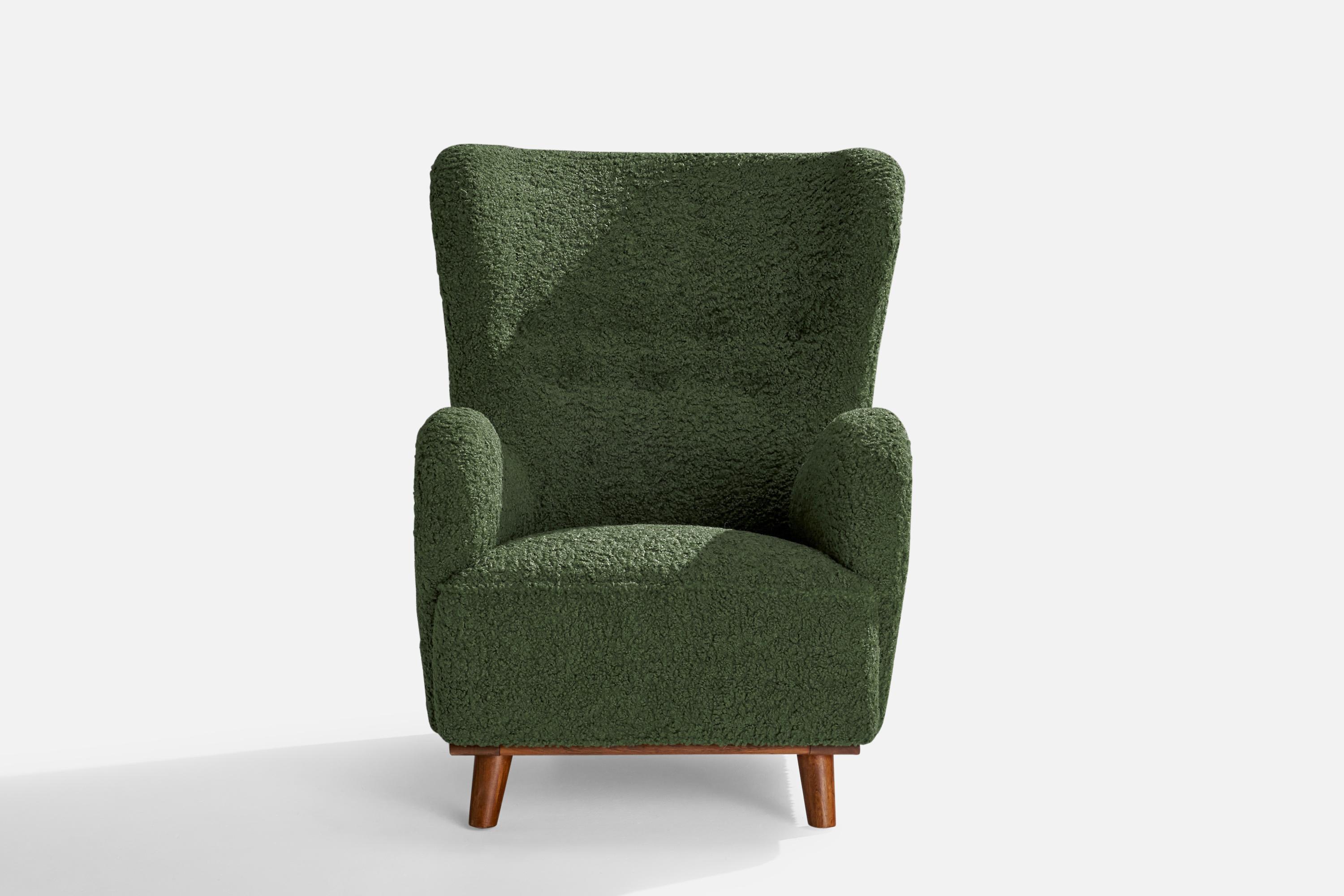 Mid-20th Century Danish Designer, Lounge Chair, Beech, Fabric, Denmark, 1930s For Sale