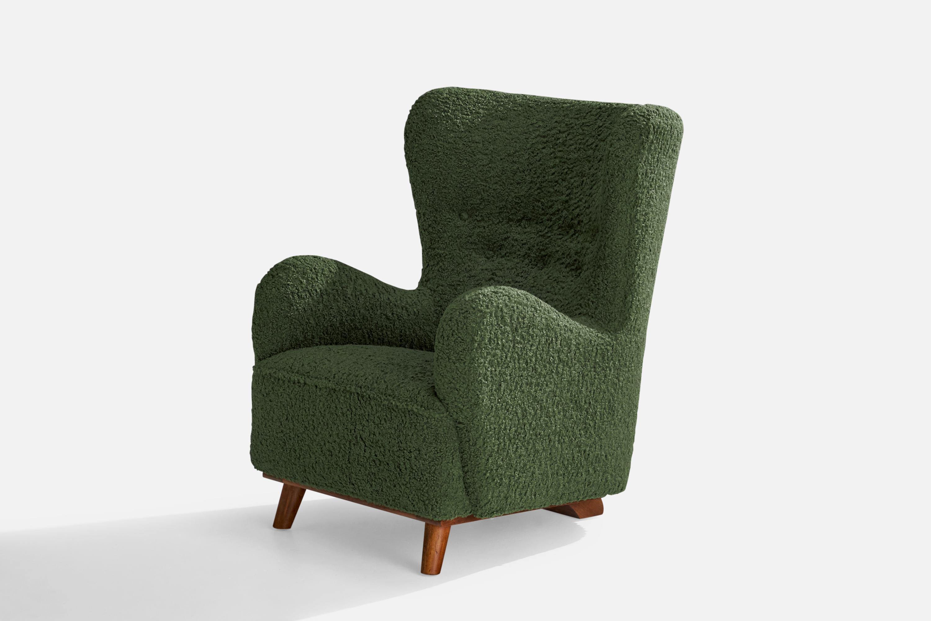Danish Designer, Lounge Chair, Beech, Fabric, Denmark, 1930s For Sale 1