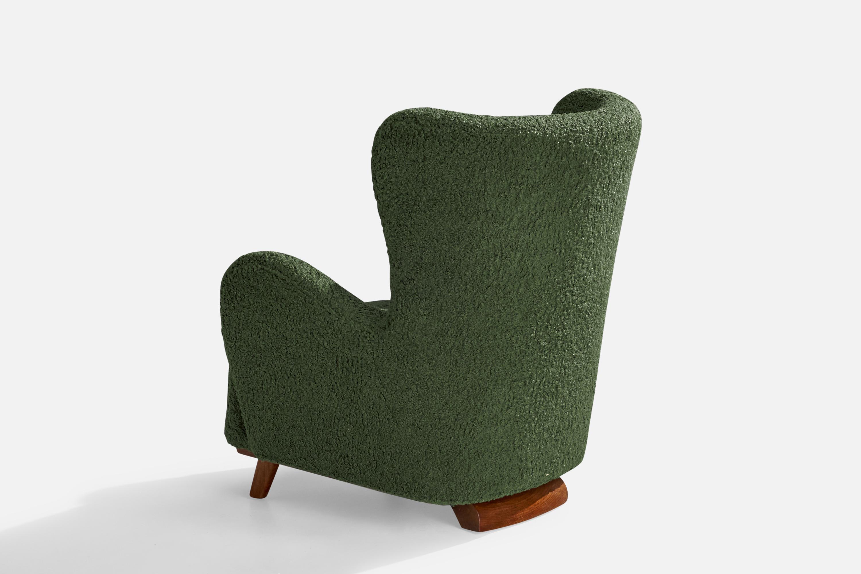 Danish Designer, Lounge Chair, Beech, Fabric, Denmark, 1930s For Sale 2