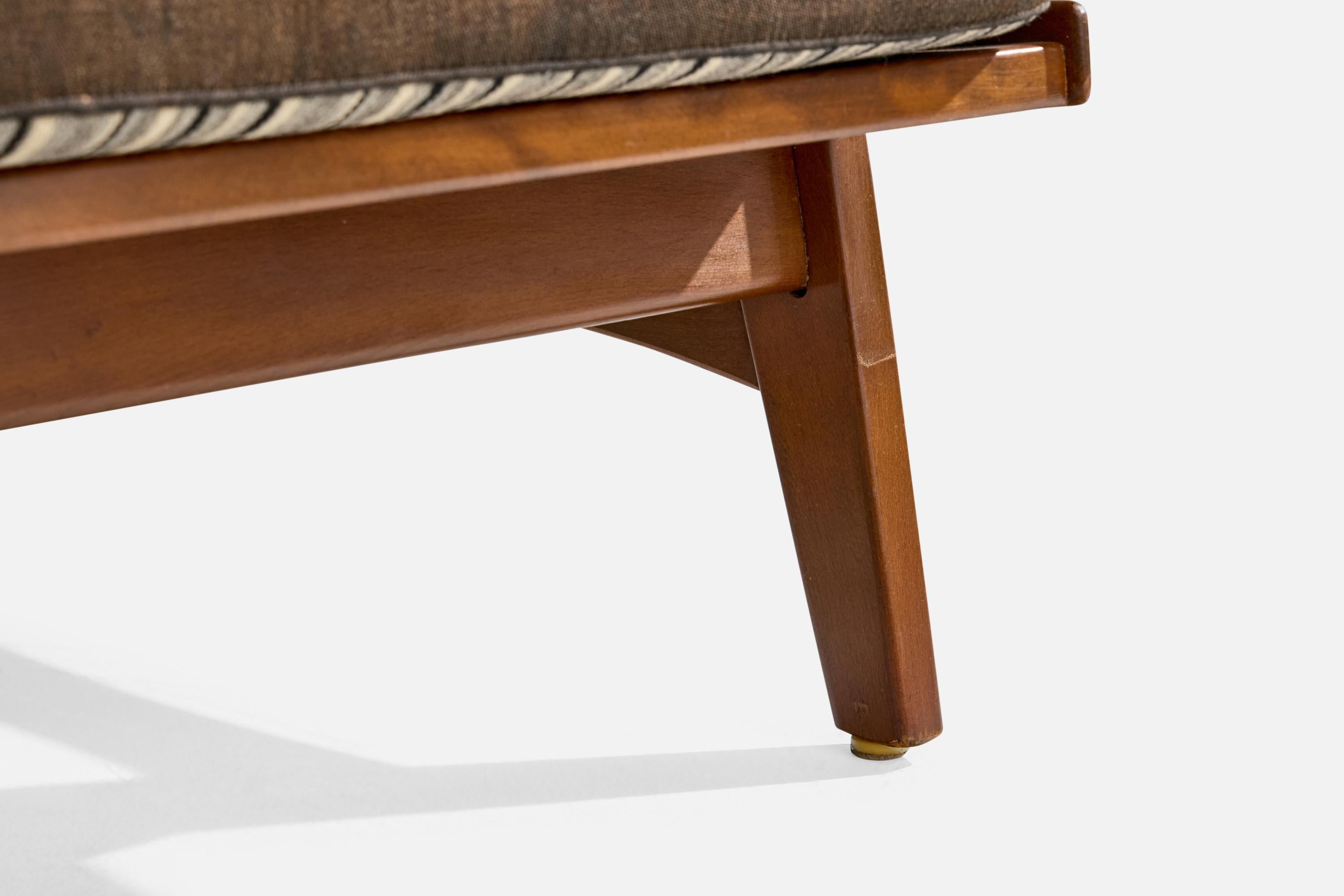Dänischer Designer, Loungesessel, Buche, Stoff, Dänemark, 1950er Jahre im Zustand „Gut“ im Angebot in High Point, NC