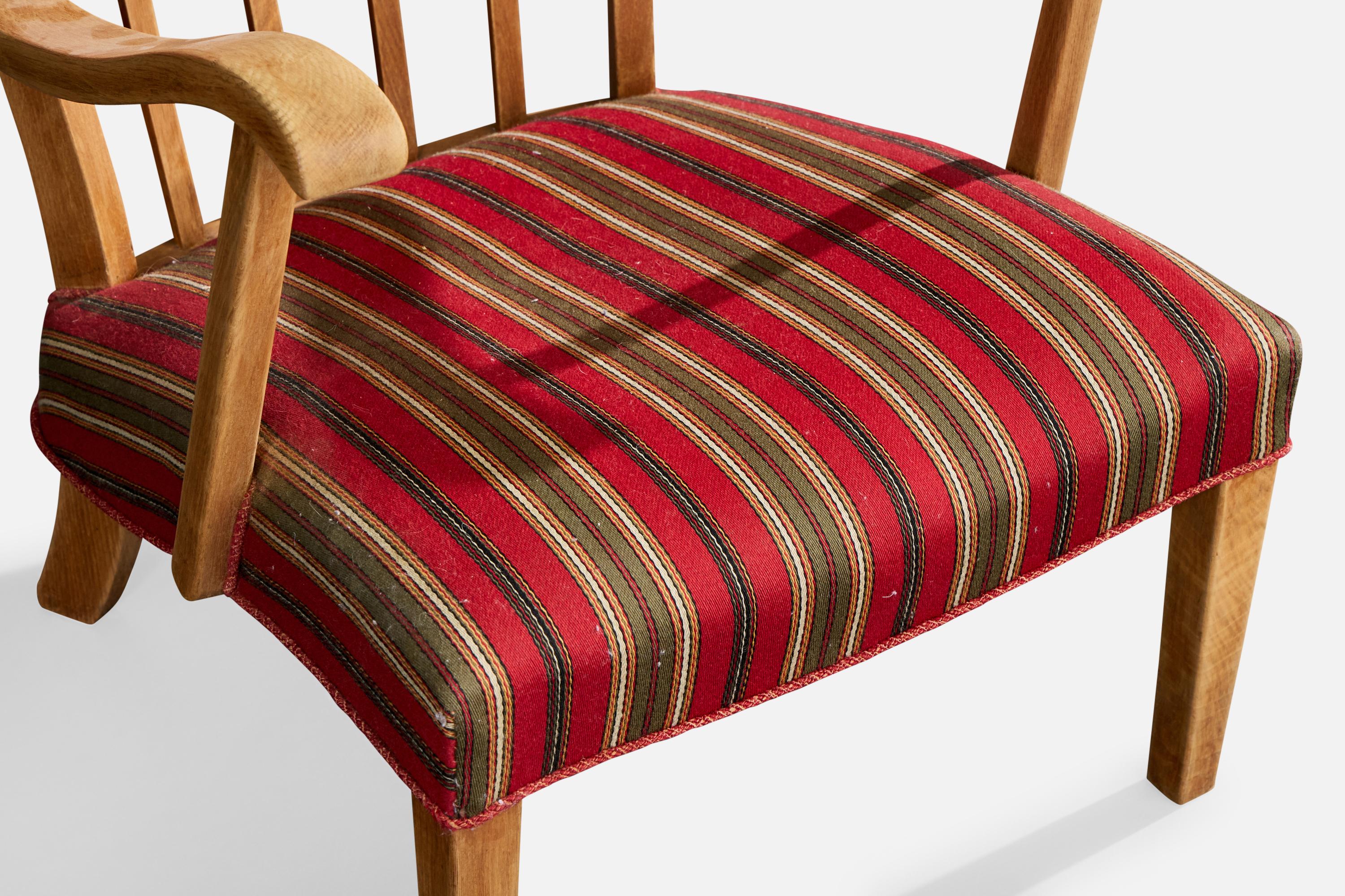 Chaise longue de designer danois, Oak Oak, tissu, Danemark, années 1940 en vente 3