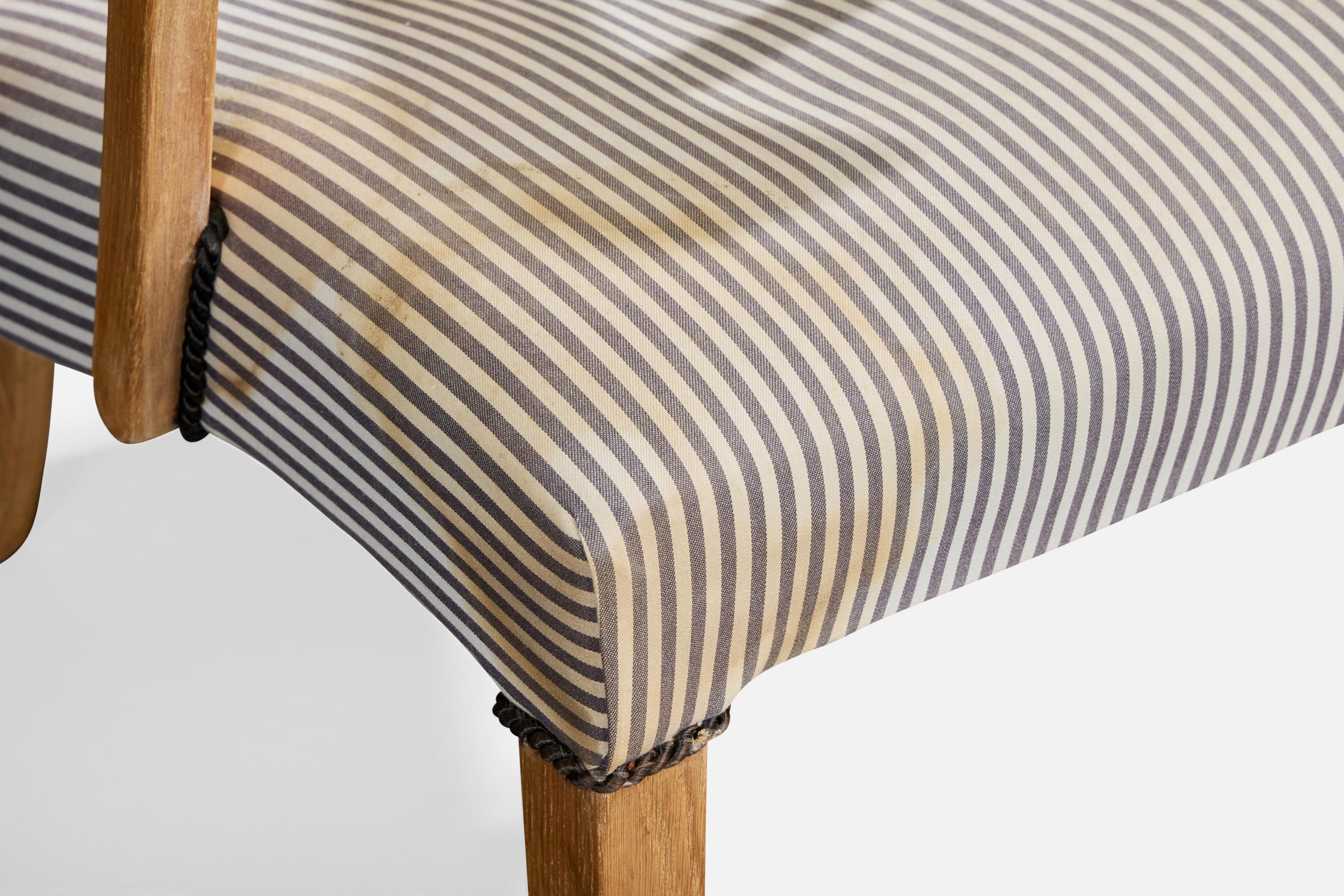 Dänischer Designer, Loungesessel, Eiche, Stoff, Dänemark, 1940er Jahre im Angebot 6