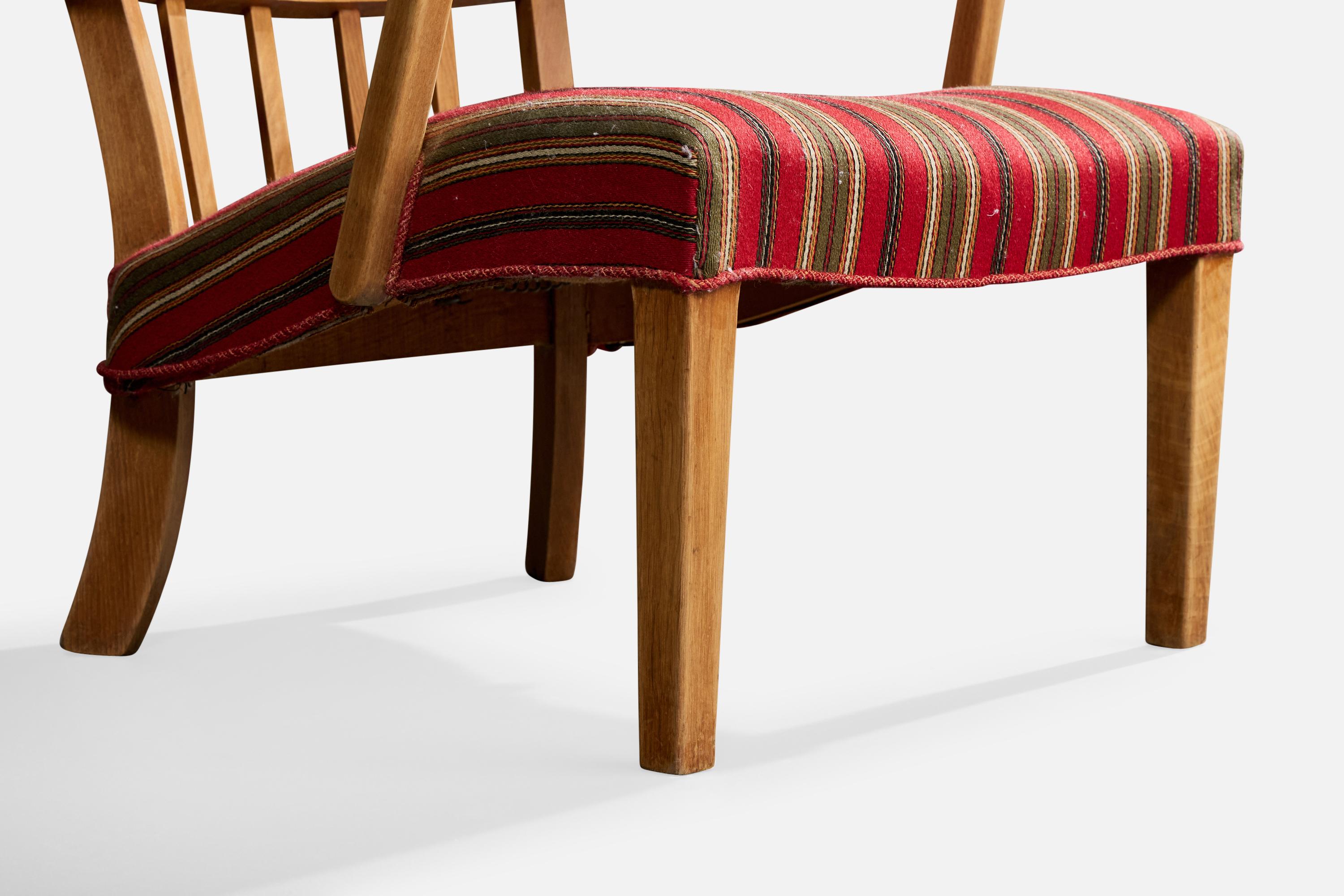 Chaise longue de designer danois, Oak Oak, tissu, Danemark, années 1940 en vente 4