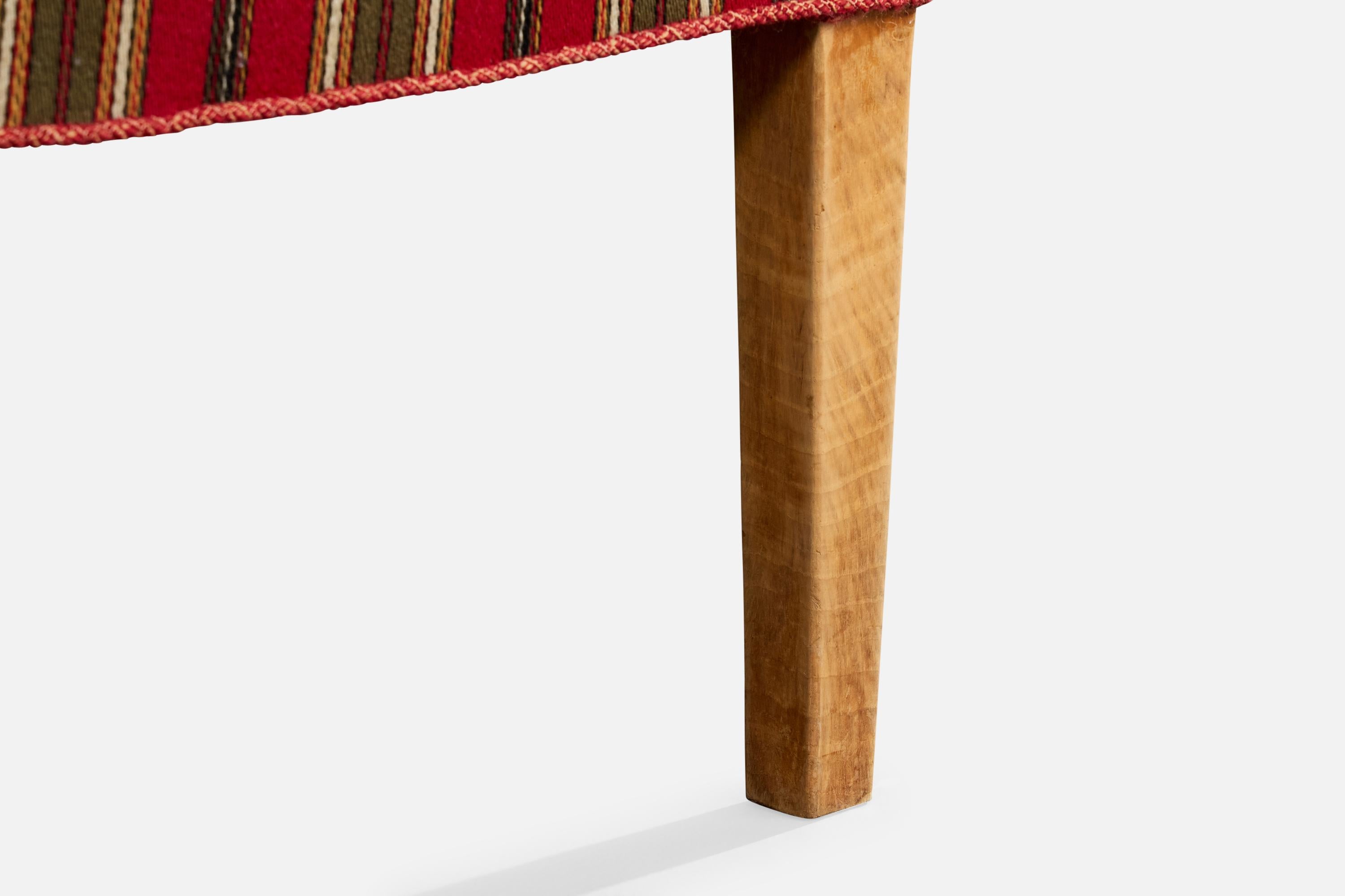 Chaise longue de designer danois, Oak Oak, tissu, Danemark, années 1940 en vente 5