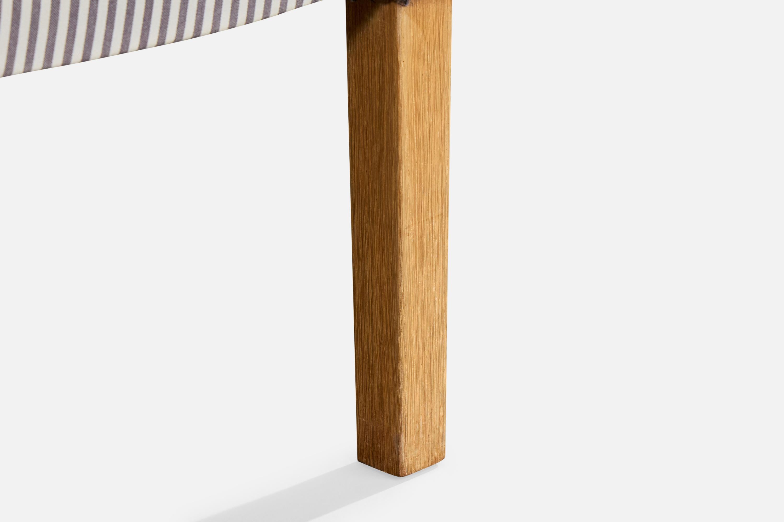 Dänischer Designer, Loungesessel, Eiche, Stoff, Dänemark, 1940er Jahre im Angebot 8