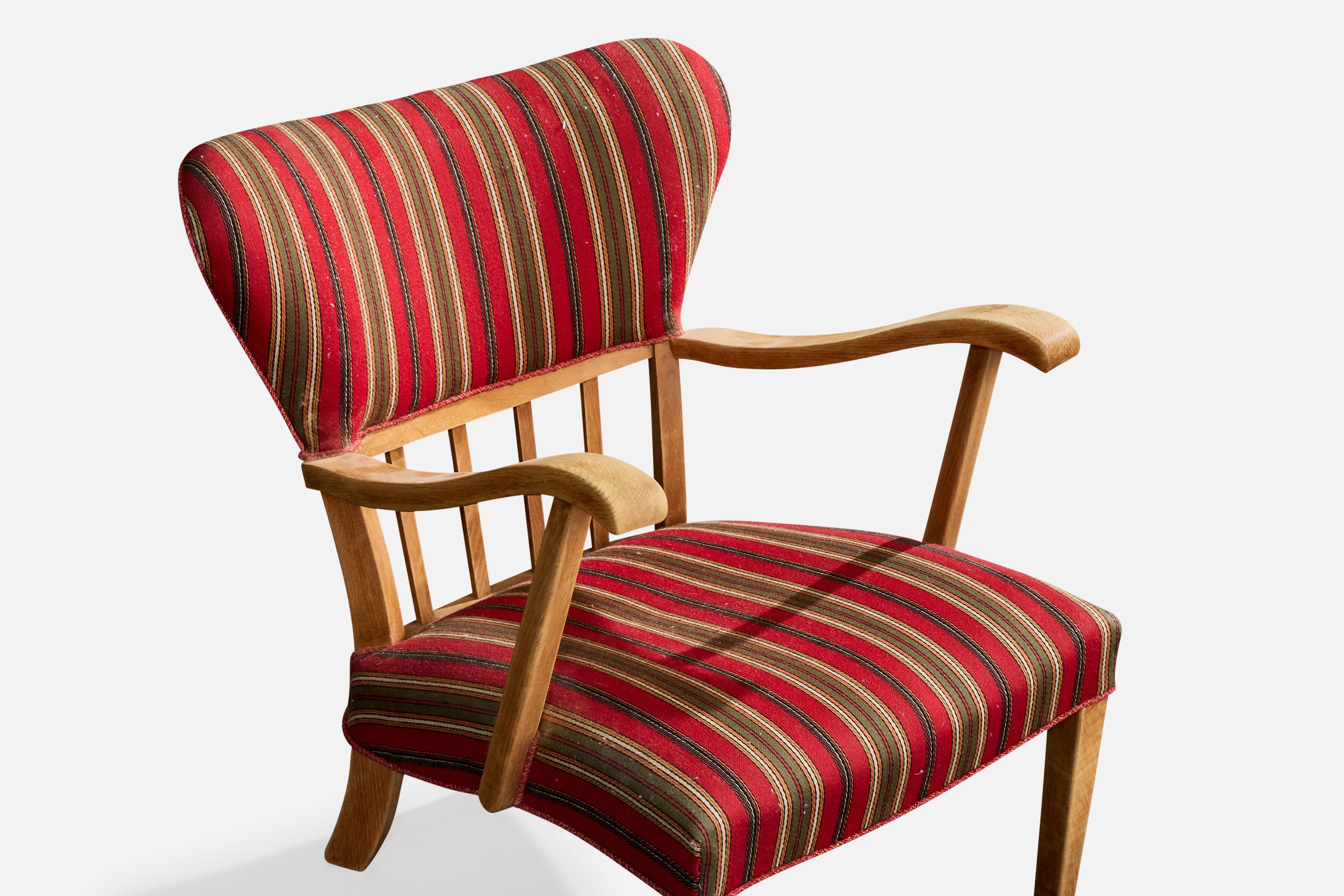 Tissu Chaise longue de designer danois, Oak Oak, tissu, Danemark, années 1940 en vente