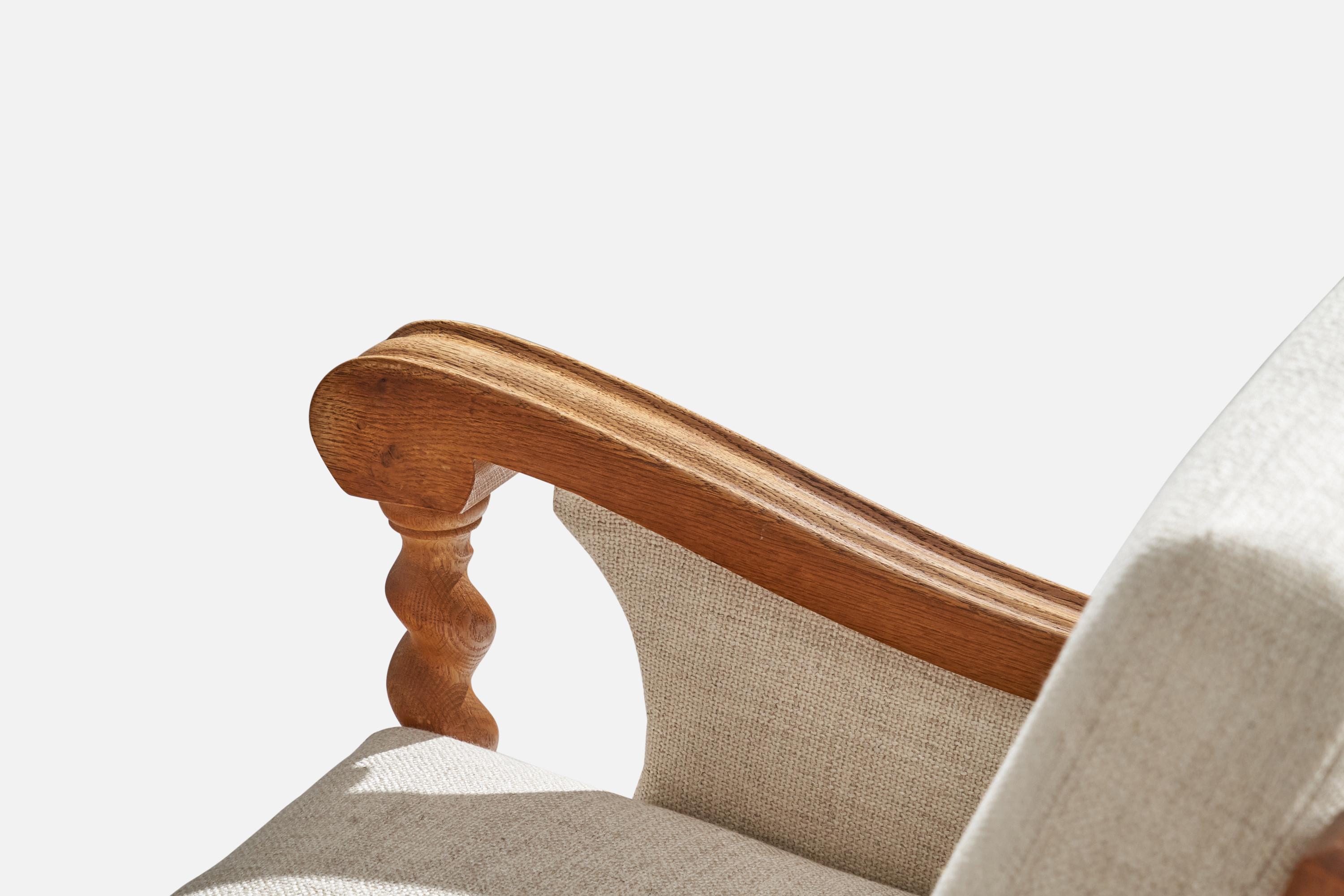 Danish Designer, Lounge Chair, Oak, Fabric, Denmark, 1960s For Sale 5