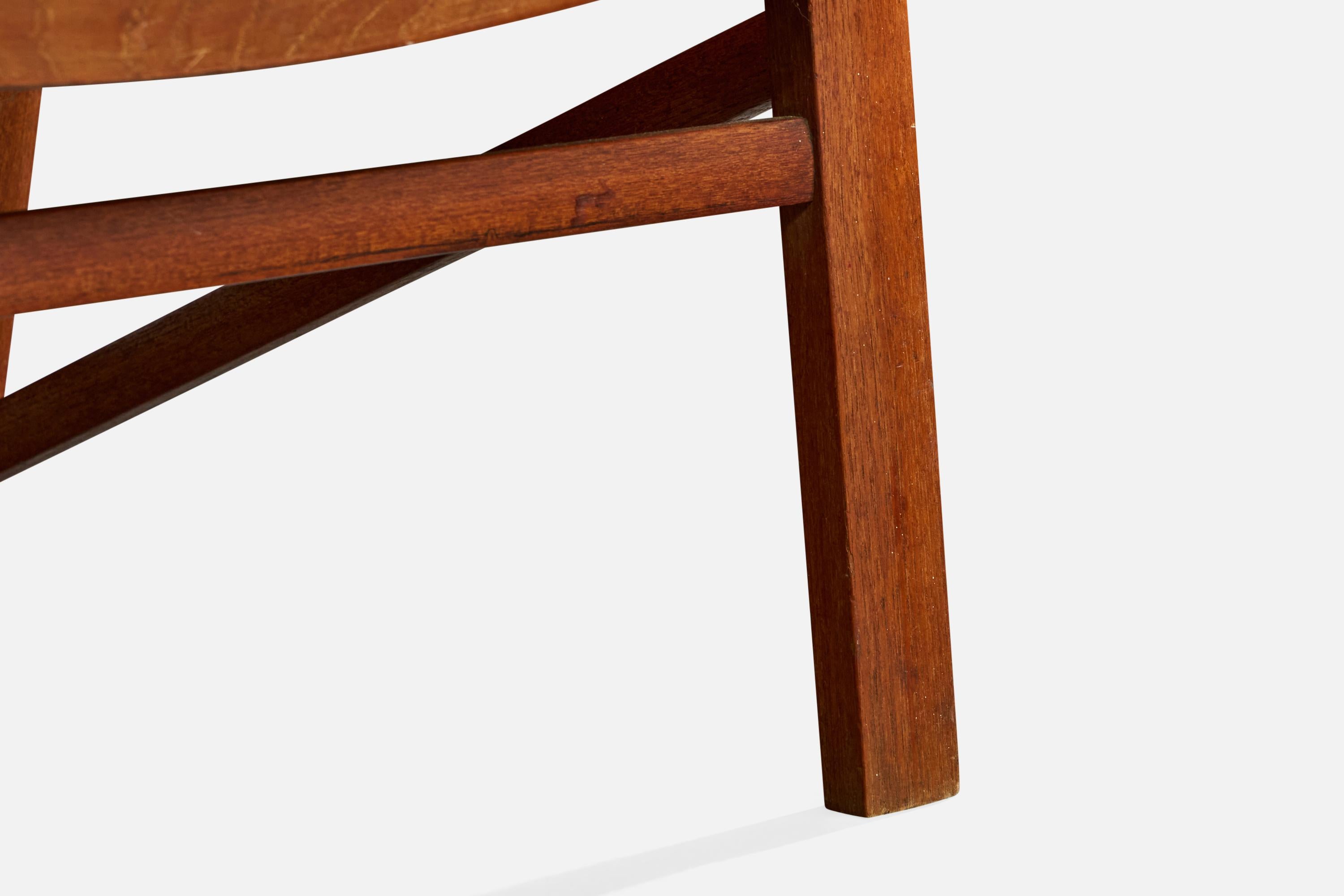 Danish Designer, Lounge Chair, Oak, Fabric, Denmark, 1960s For Sale 7