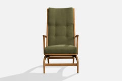 Danish Designer, Lounge Chair, Oak, Fabric, Denmark, 1960s