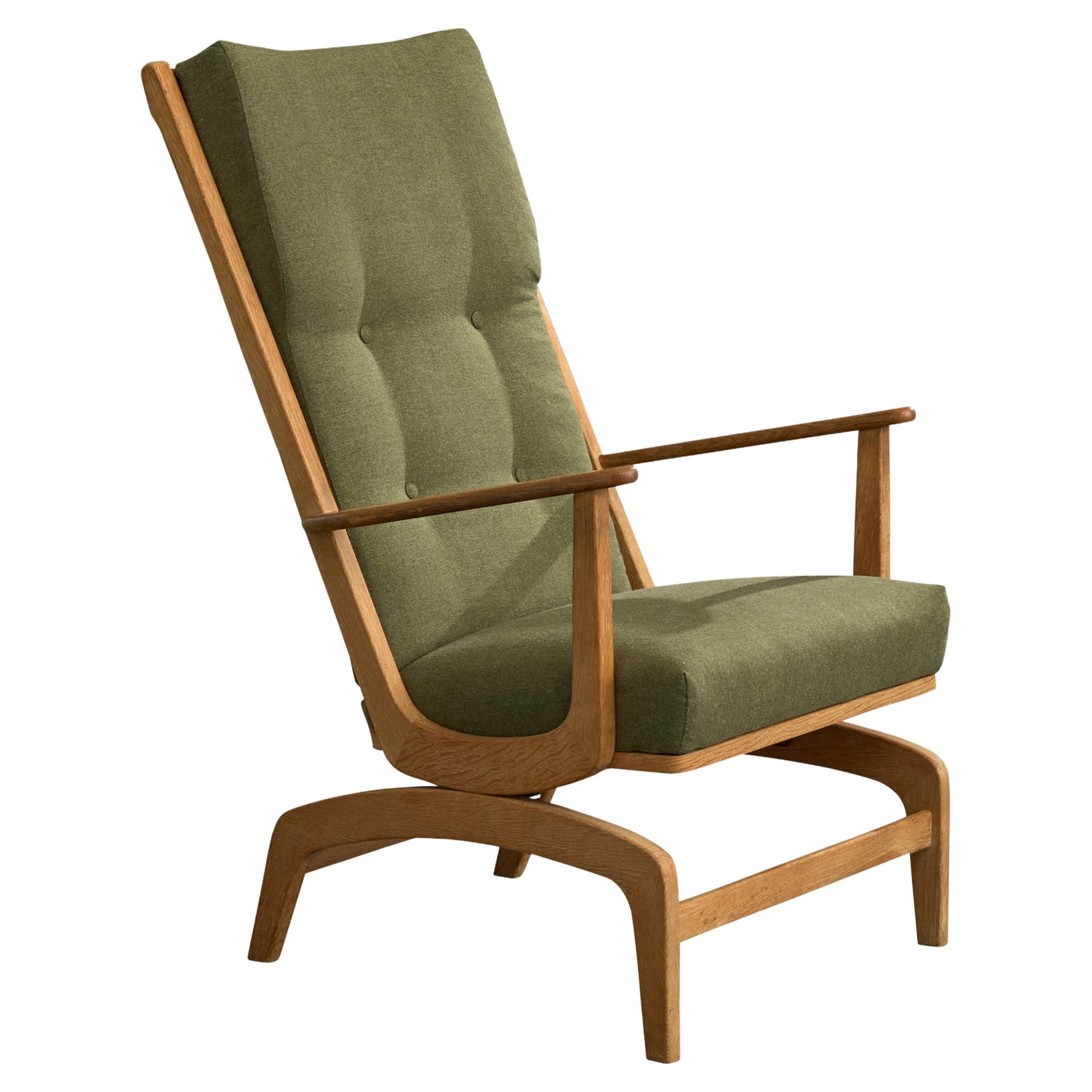 Diseñador danés, Silla de salón, Roble, Tela, Dinamarca, Años 1960