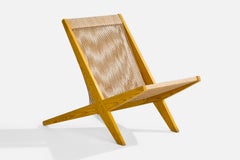 Danish Designer, Lounge Chair, Pine, Papercord, Denmark, 1960s