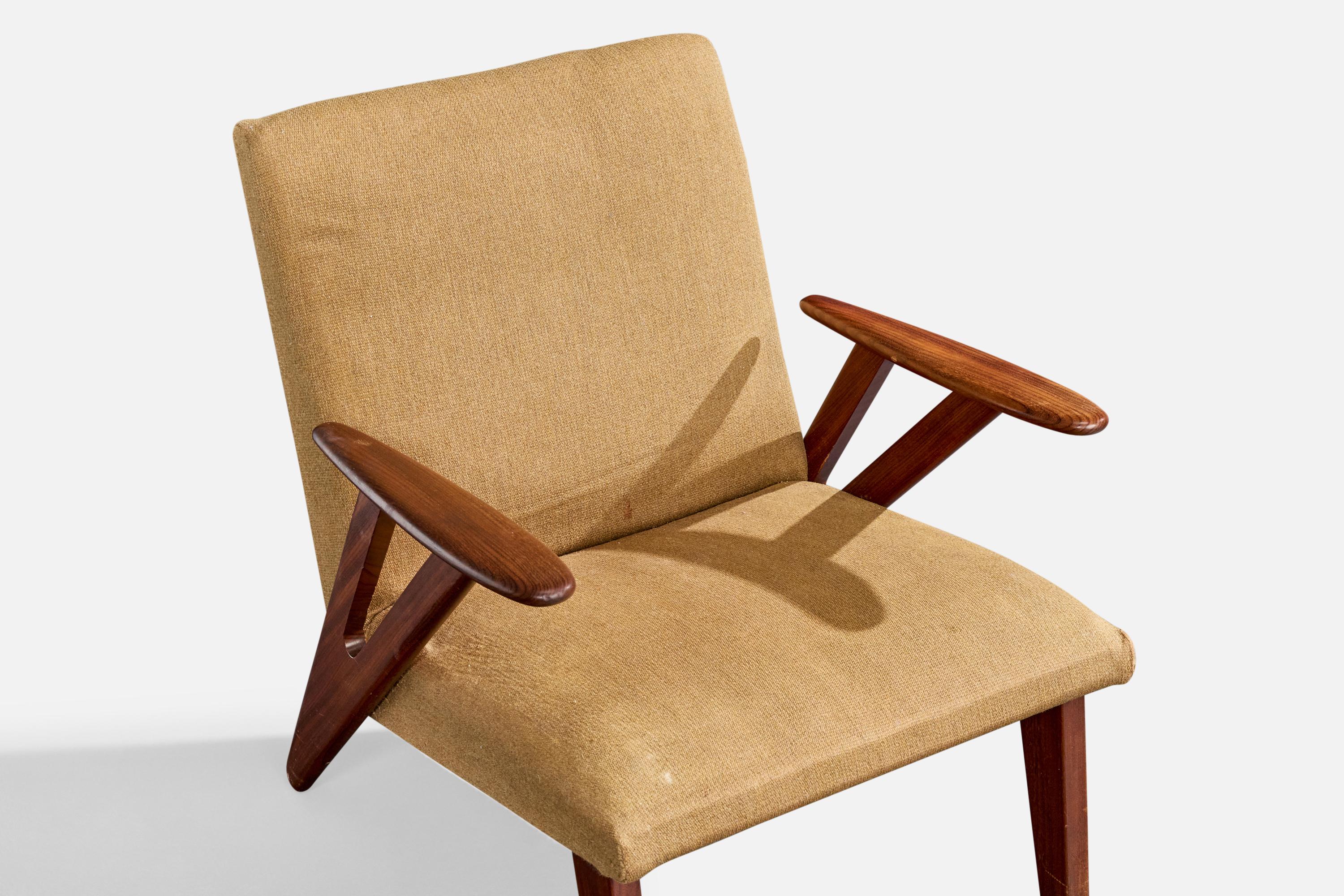 Chaise longue de designer danois, teck, tissu, Danemark, années 1950 en vente 4