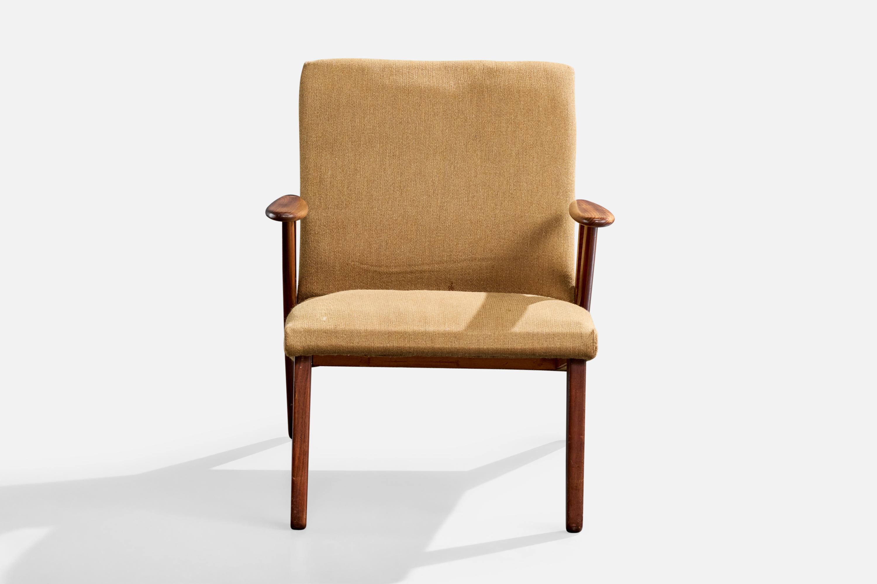 Tissu Chaise longue de designer danois, teck, tissu, Danemark, années 1950 en vente
