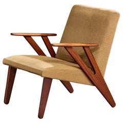 Chaise longue de designer danois, teck, tissu, Danemark, années 1950