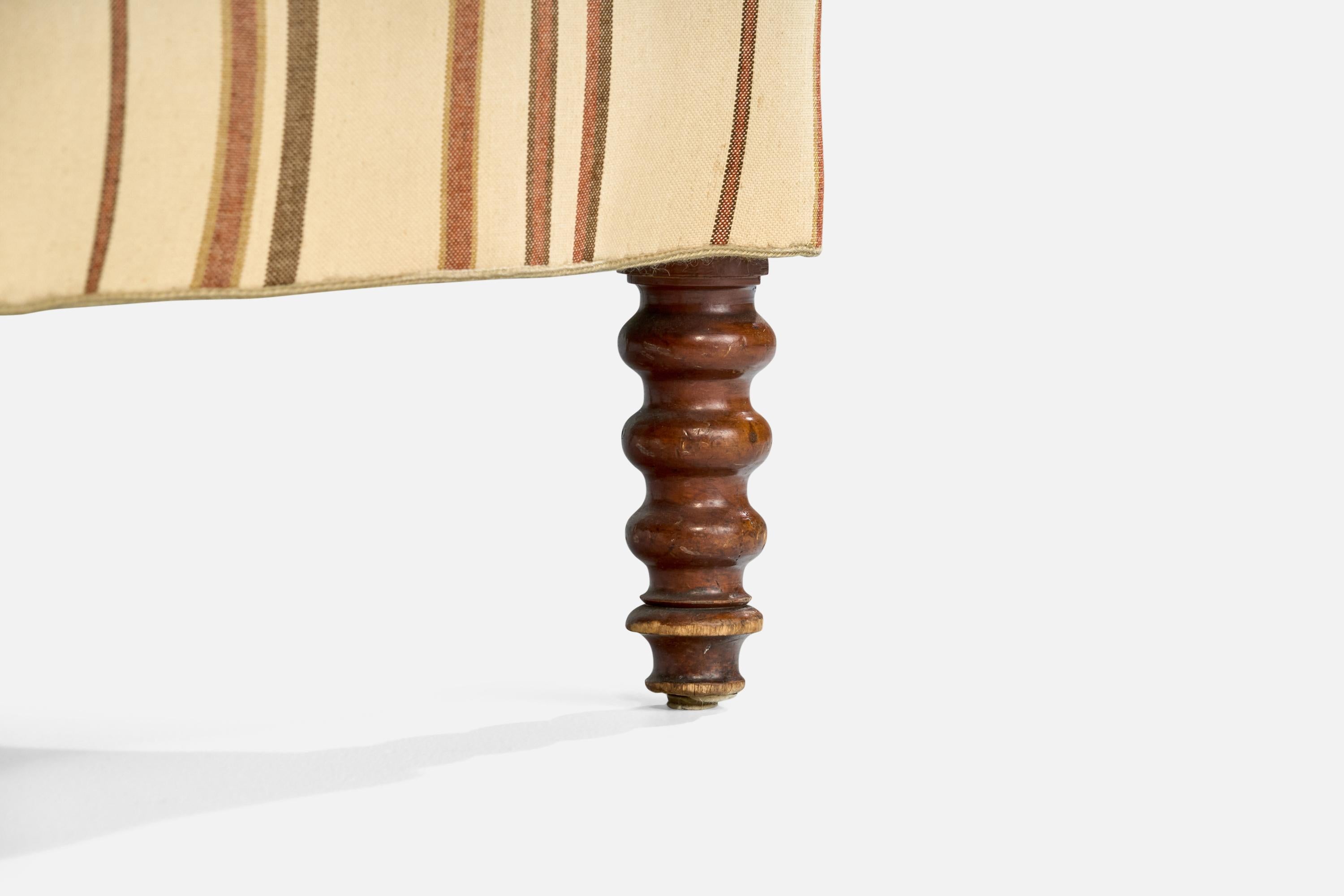 Danish Designer, Lounge Chair, Wood, Fabric, Denmark, 1900s For Sale 8