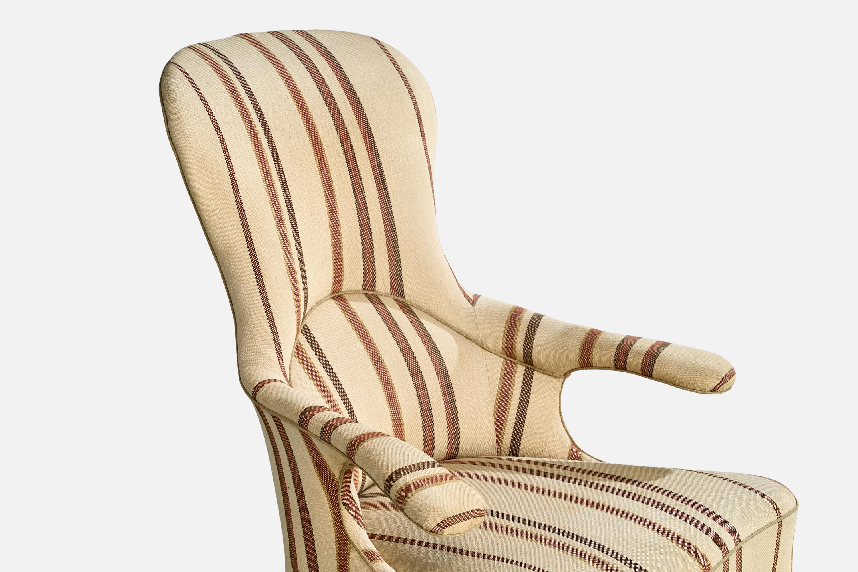 Danish Designer, Lounge Chair, Wood, Fabric, Denmark, 1900s For Sale 3