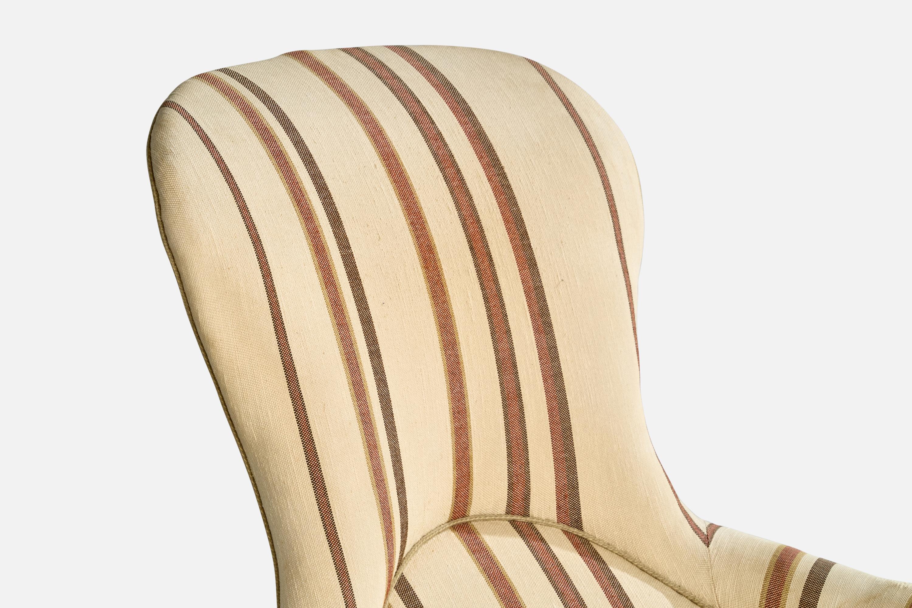 Danish Designer, Lounge Chair, Wood, Fabric, Denmark, 1900s For Sale 4