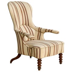 Danish Designer, Lounge Chair, Wood, Fabric, Denmark, 1900s