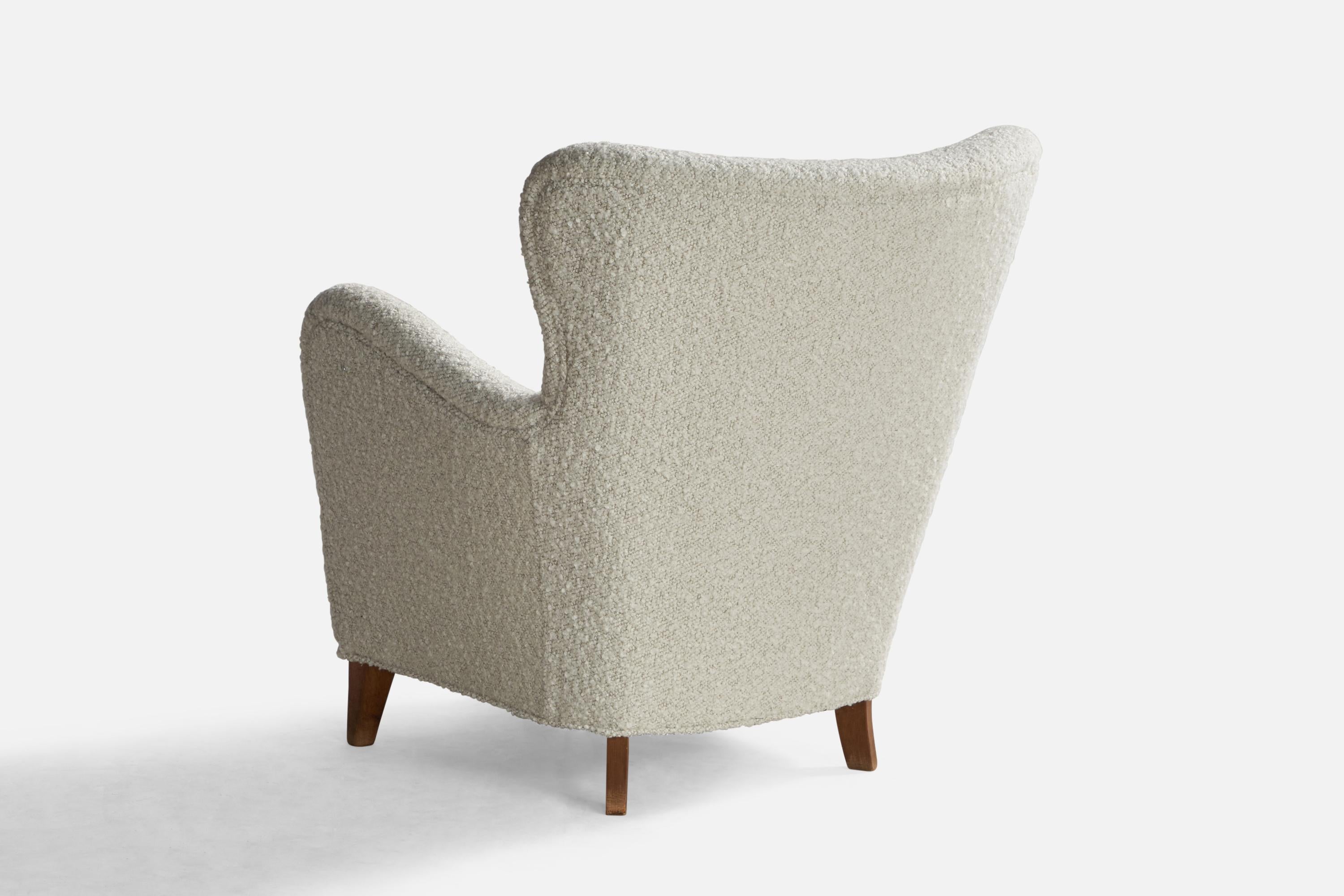 Mid-20th Century Danish Designer, Lounge Chair, Wood, Fabric, Denmark 1940s For Sale