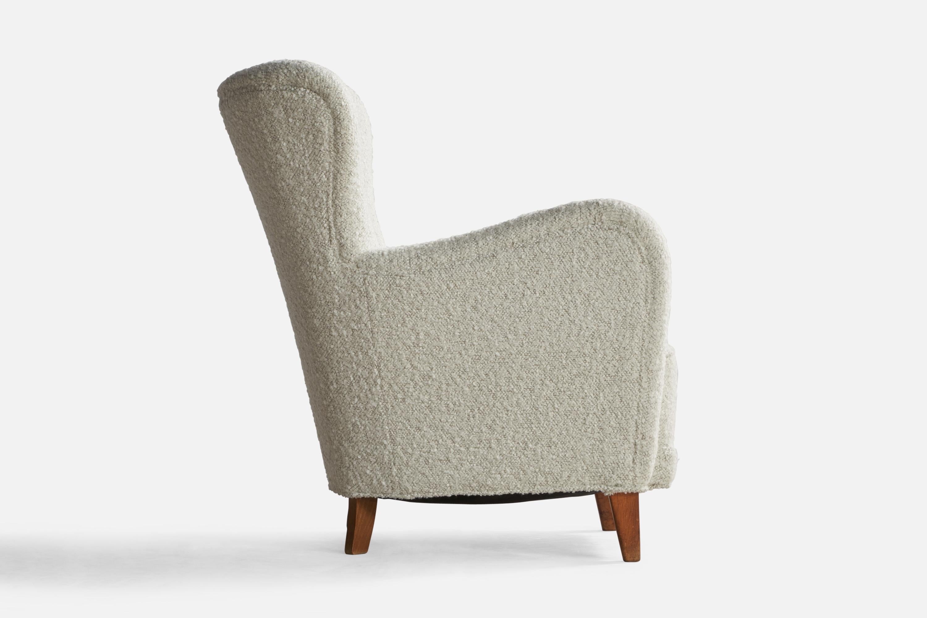 Danish Designer, Lounge Chair, Wood, Fabric, Denmark 1940s For Sale 1