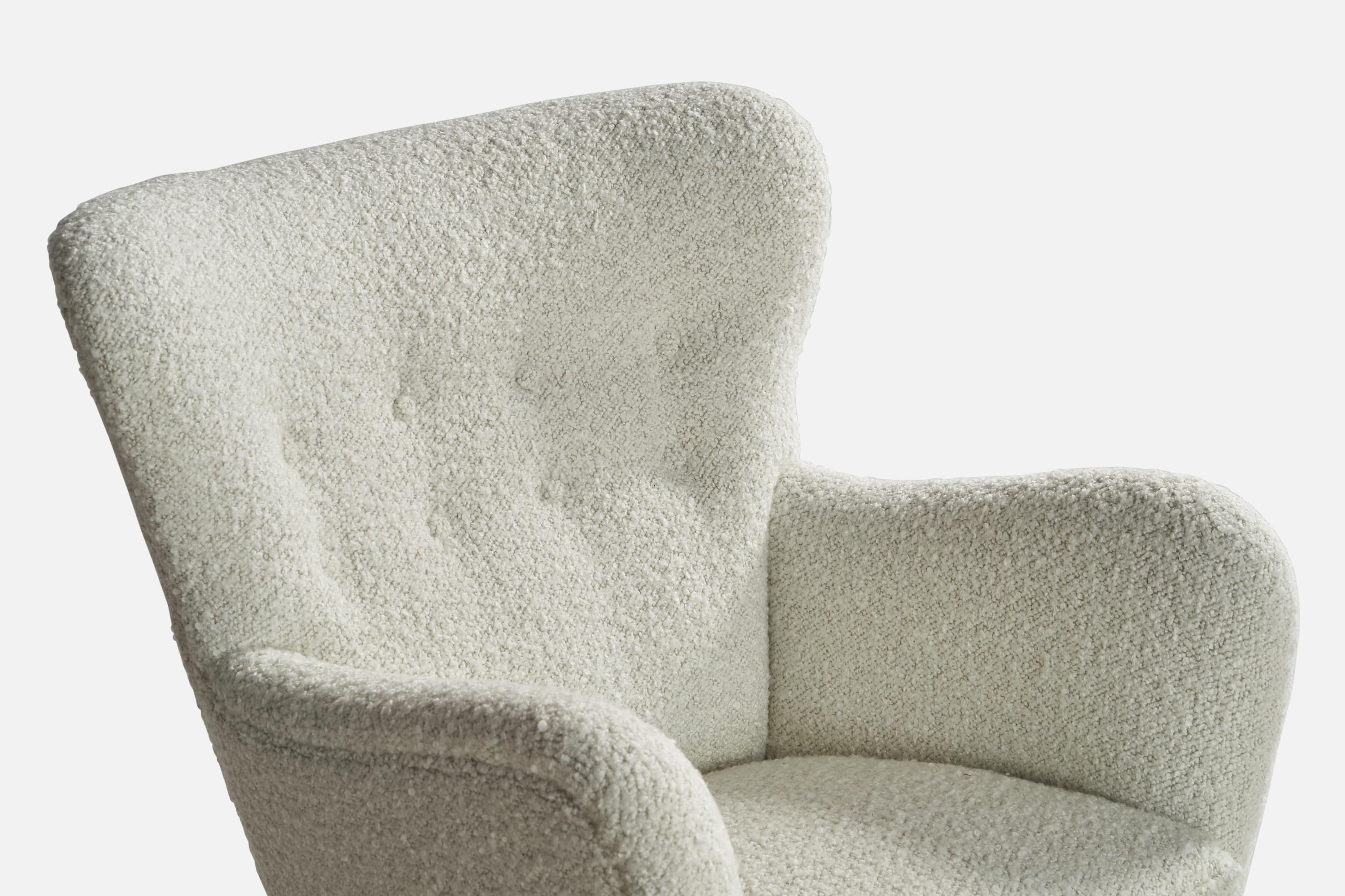Danish Designer, Lounge Chair, Wood, Fabric, Denmark 1940s For Sale 3