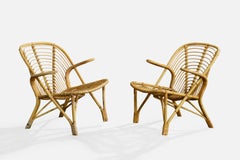 Danish Designer, Lounge Chairs, Bamboo, Rattan, Denmark, 1950s