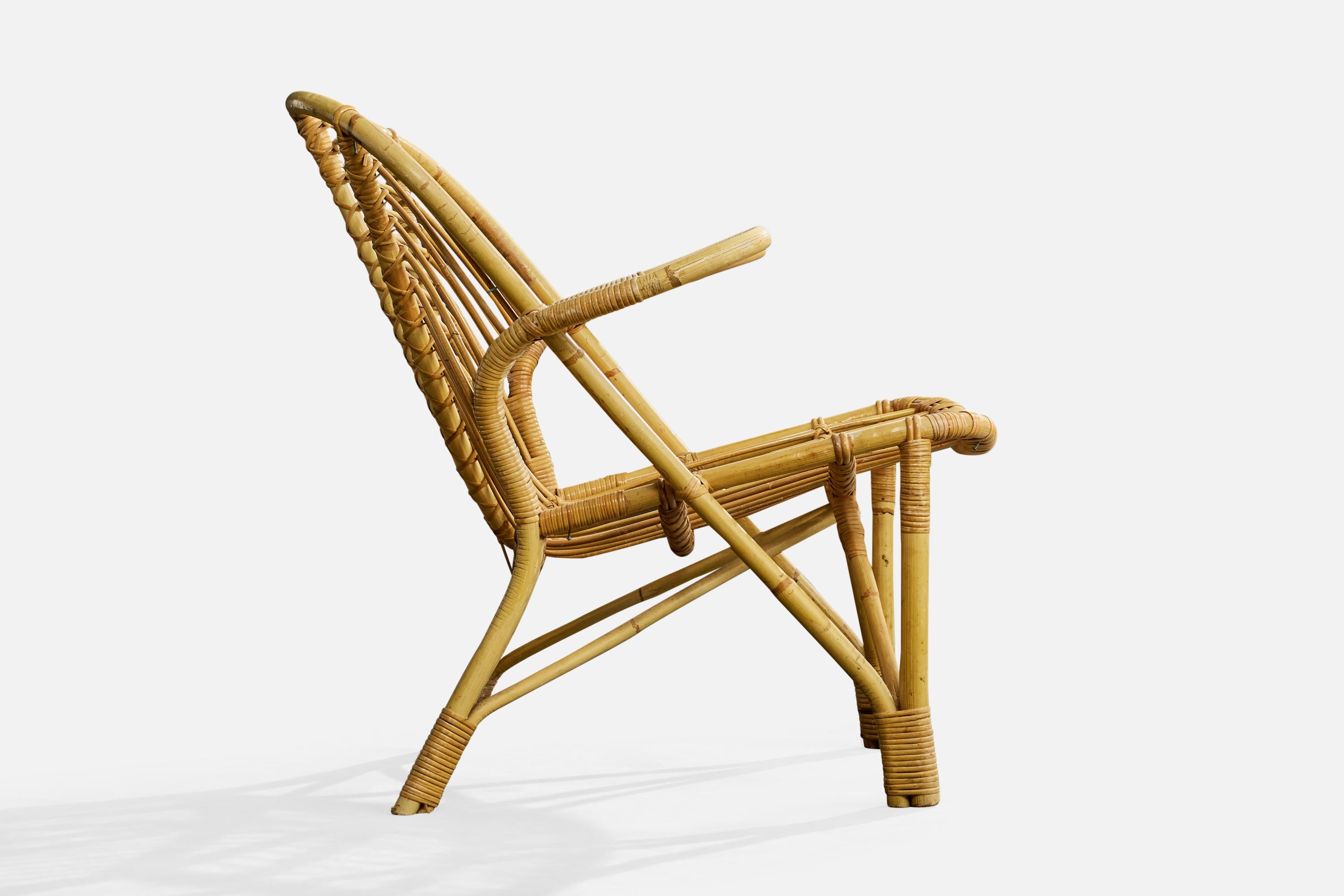 Bambù Designer danese, sedie da salotto, bambù, rattan, Danimarca, anni '50 in vendita