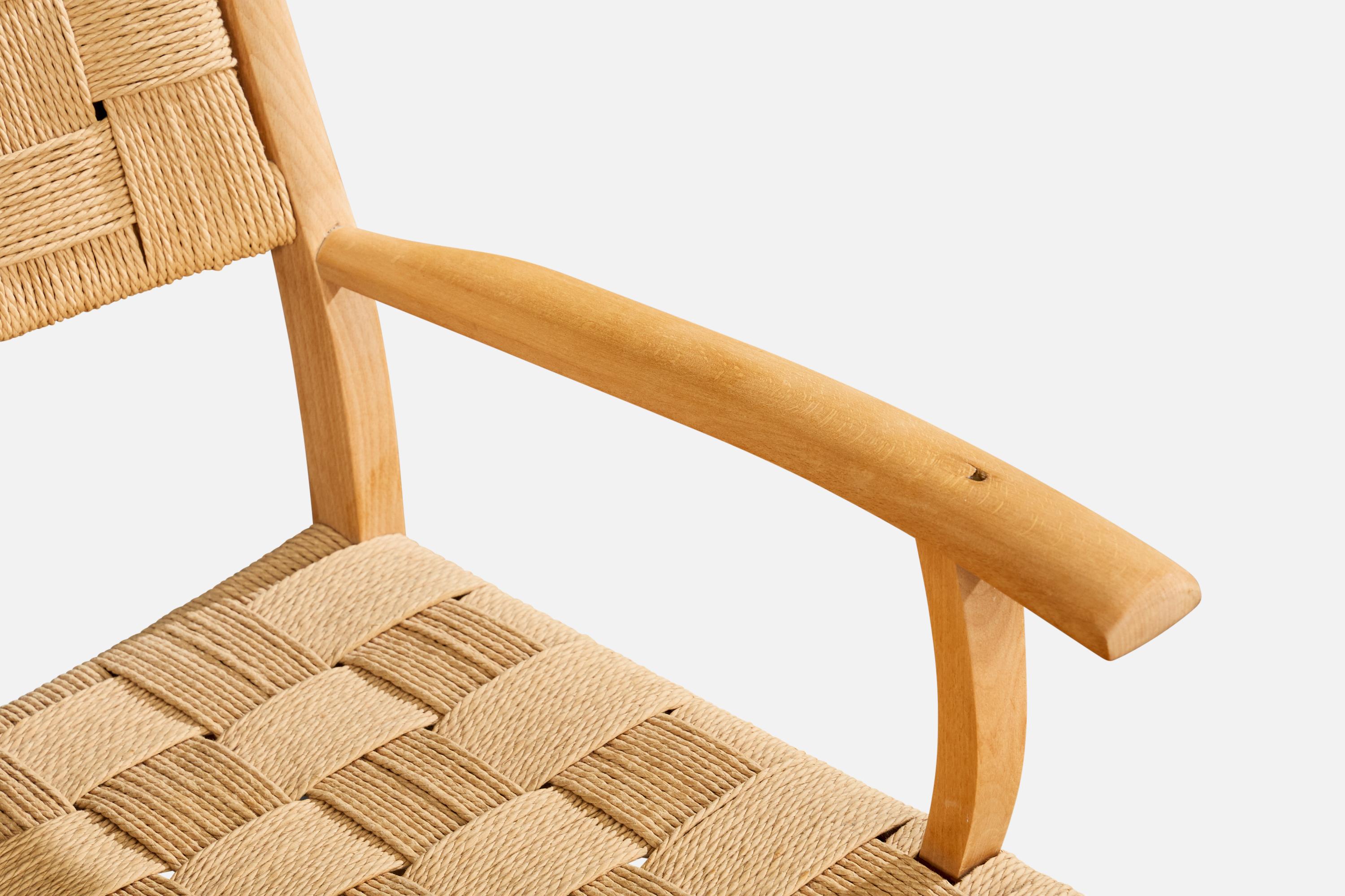 Designer danois, chaises longues, hêtre, jonc, Danemark, années 1940 en vente 3