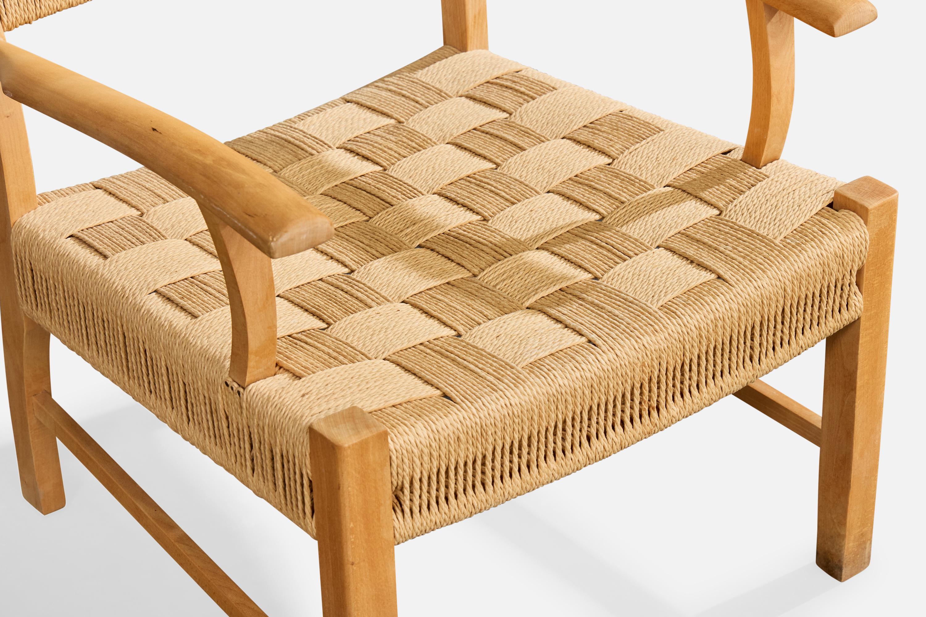 Designer danois, chaises longues, hêtre, jonc, Danemark, années 1940 en vente 4