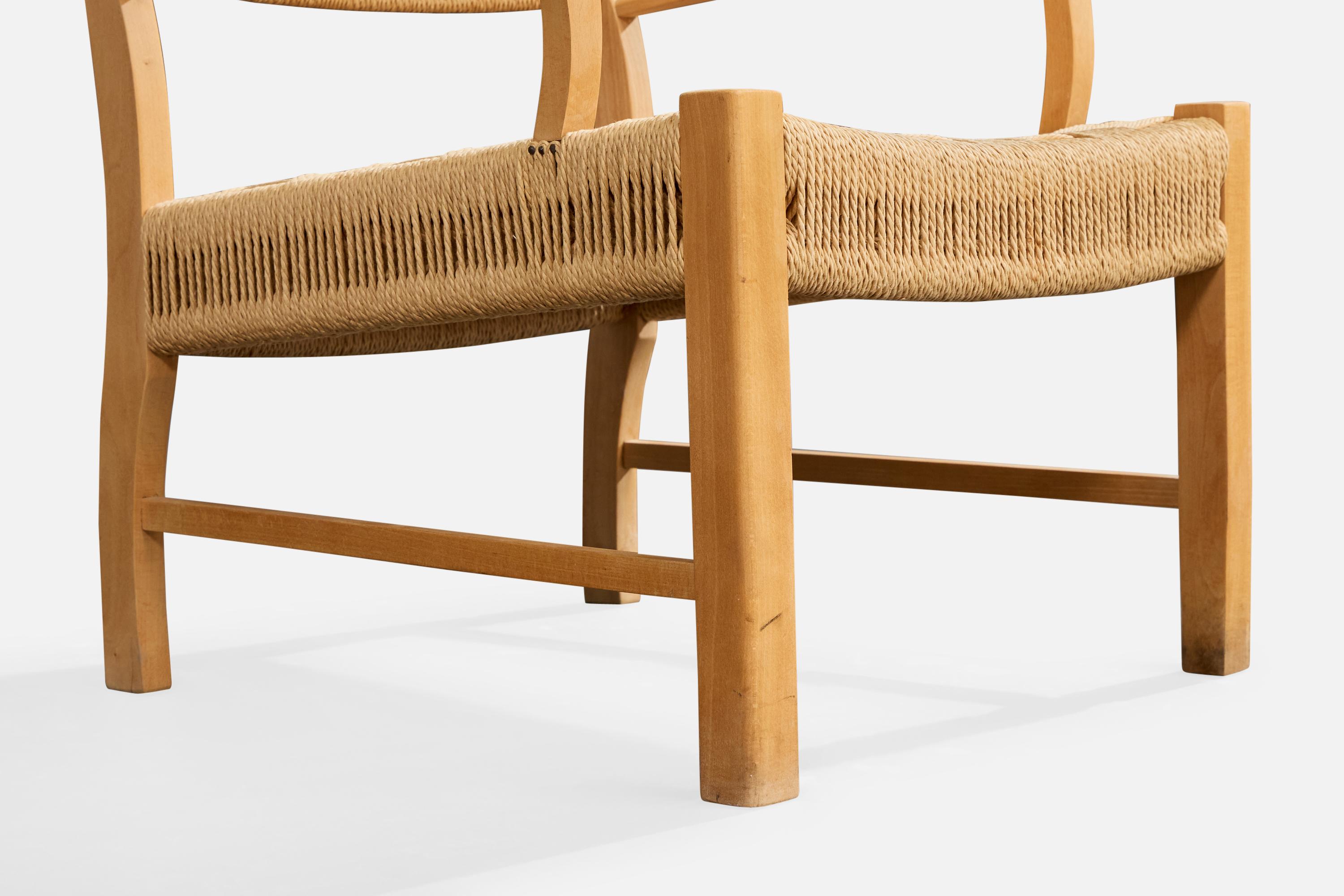 Designer danois, chaises longues, hêtre, jonc, Danemark, années 1940 en vente 5