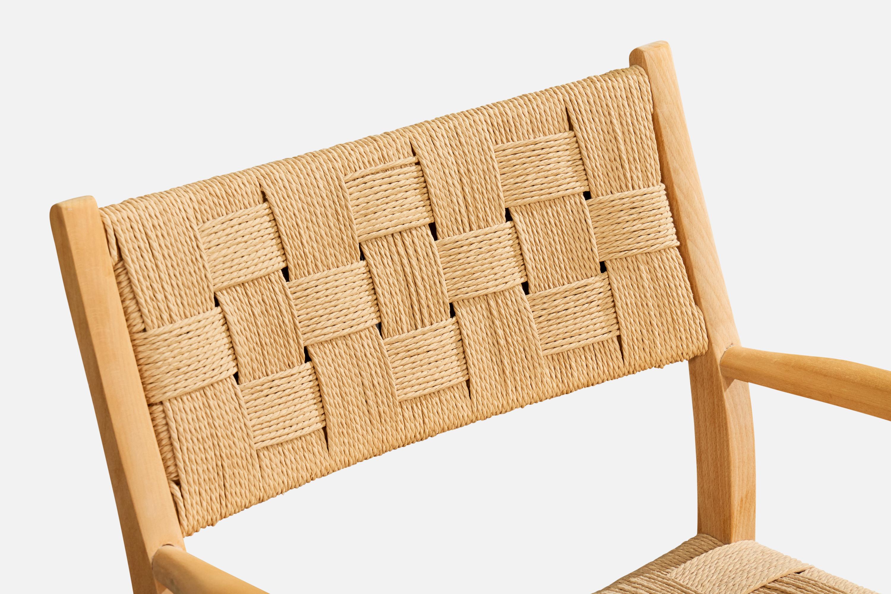 Designer danois, chaises longues, hêtre, jonc, Danemark, années 1940 en vente 2