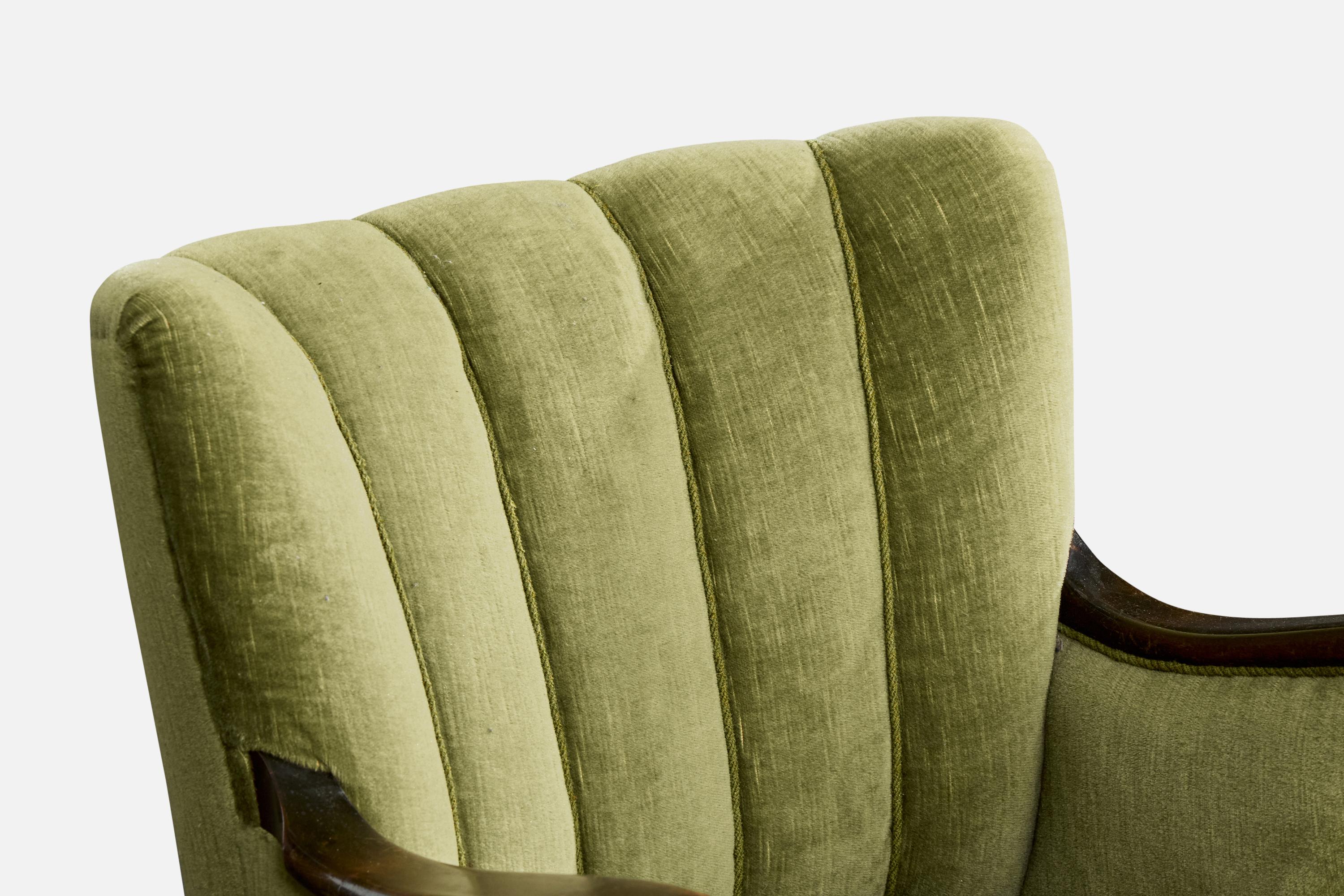 Designer danese, Sedie da salotto, Beeche, Velluto, Danimarca, anni '40 4