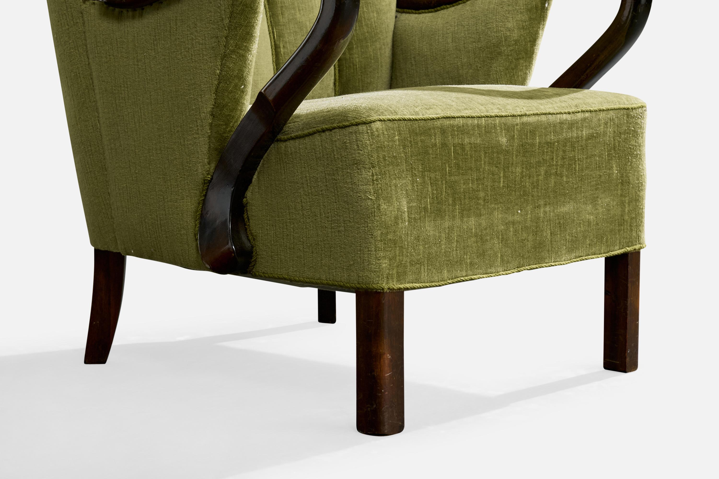 Designer danese, Sedie da salotto, Beeche, Velluto, Danimarca, anni '40 6