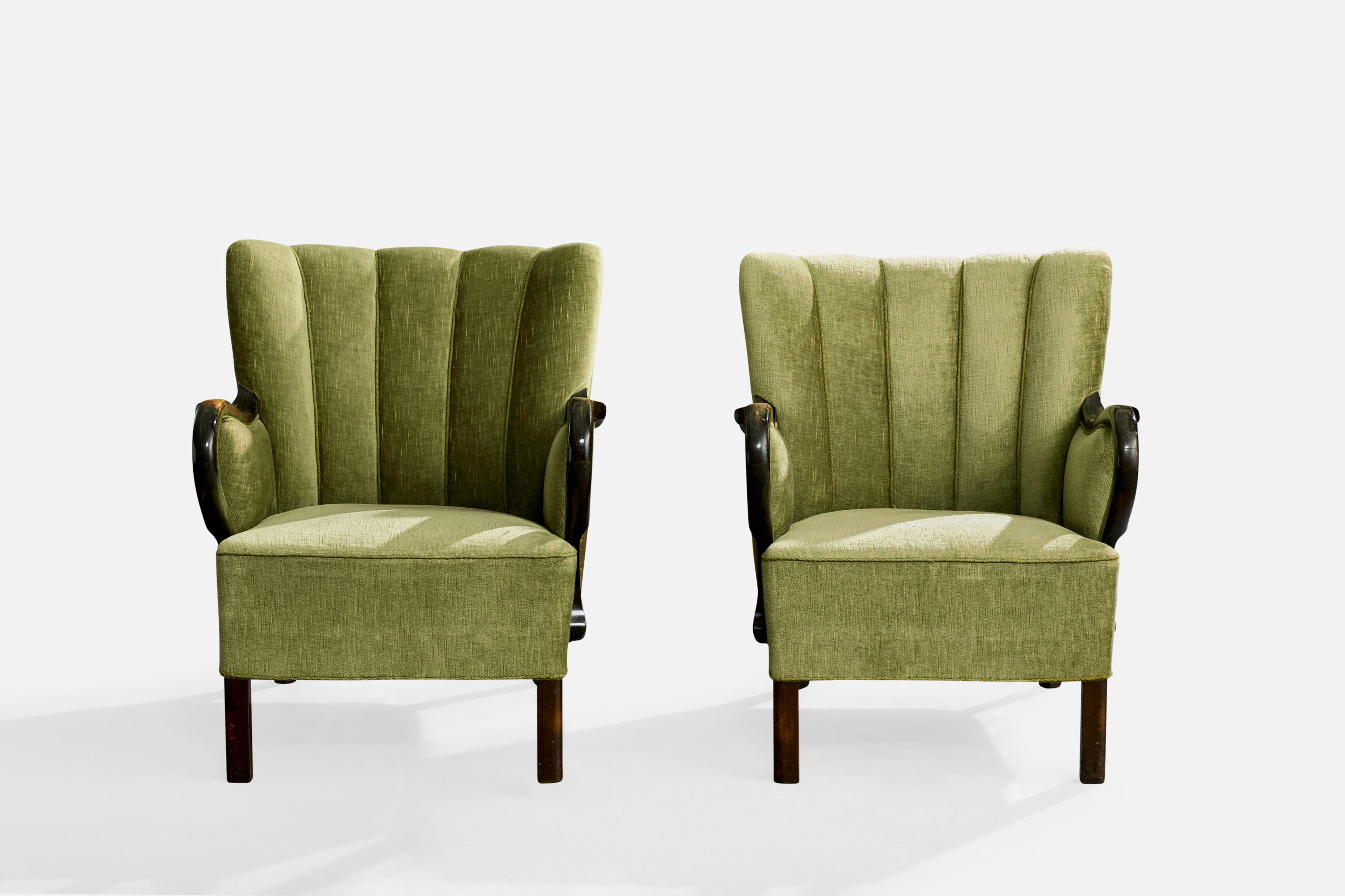 Danese Designer danese, Sedie da salotto, Beeche, Velluto, Danimarca, anni '40