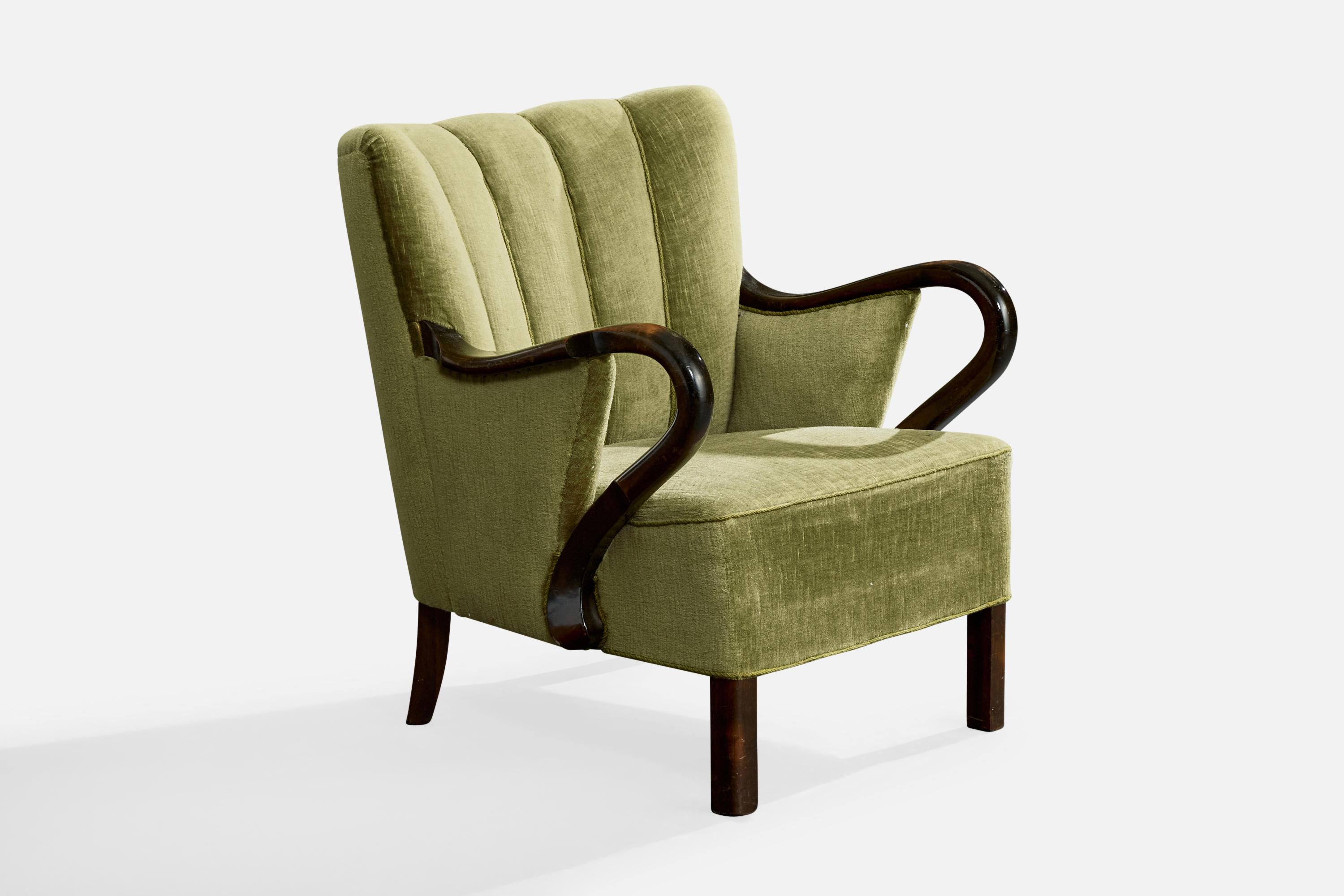 Designer danese, Sedie da salotto, Beeche, Velluto, Danimarca, anni '40 In condizioni discrete a High Point, NC