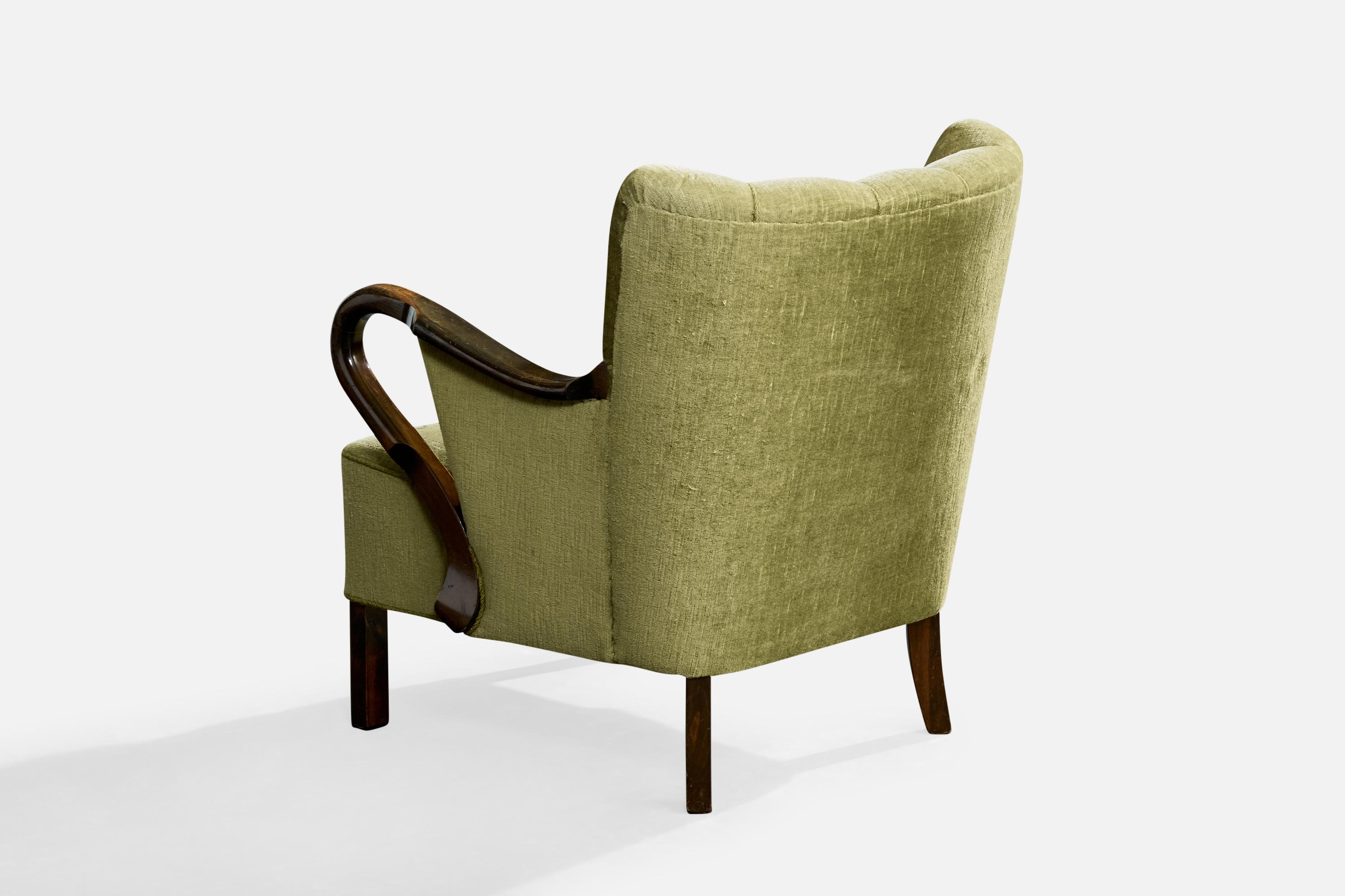 Metà XX secolo Designer danese, Sedie da salotto, Beeche, Velluto, Danimarca, anni '40