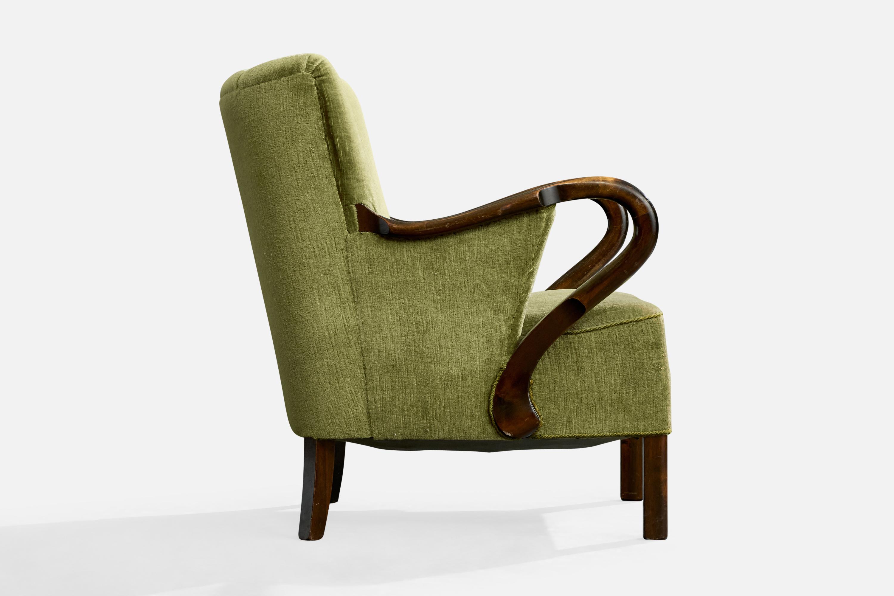 Designer danese, Sedie da salotto, Beeche, Velluto, Danimarca, anni '40 1