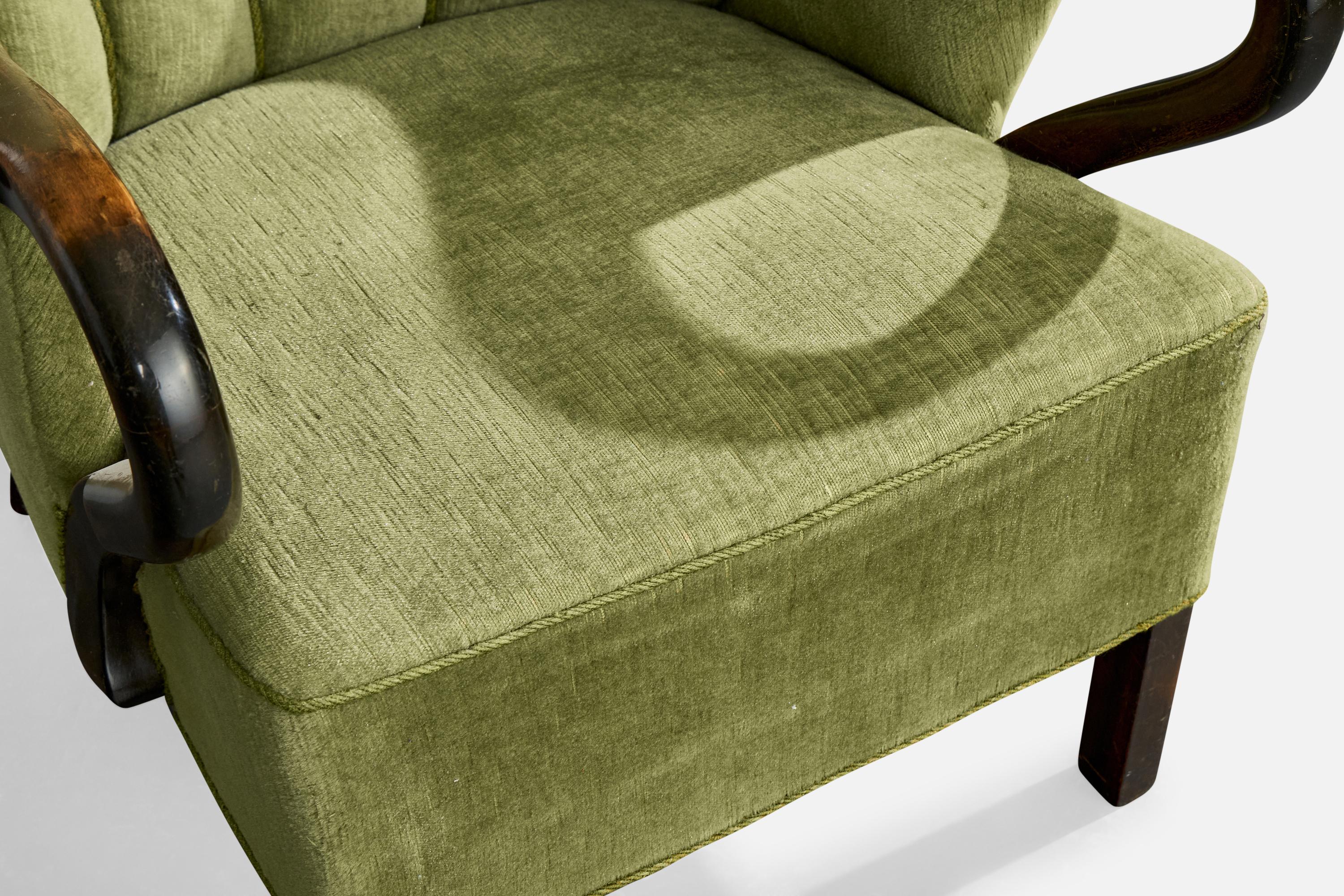 Designer danese, Sedie da salotto, Beeche, Velluto, Danimarca, anni '40 2