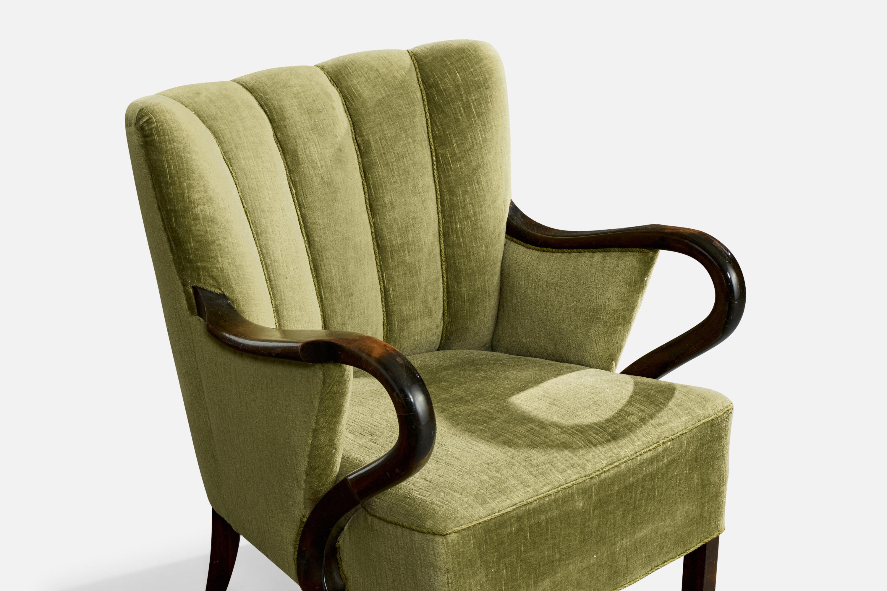 Designer danese, Sedie da salotto, Beeche, Velluto, Danimarca, anni '40 3