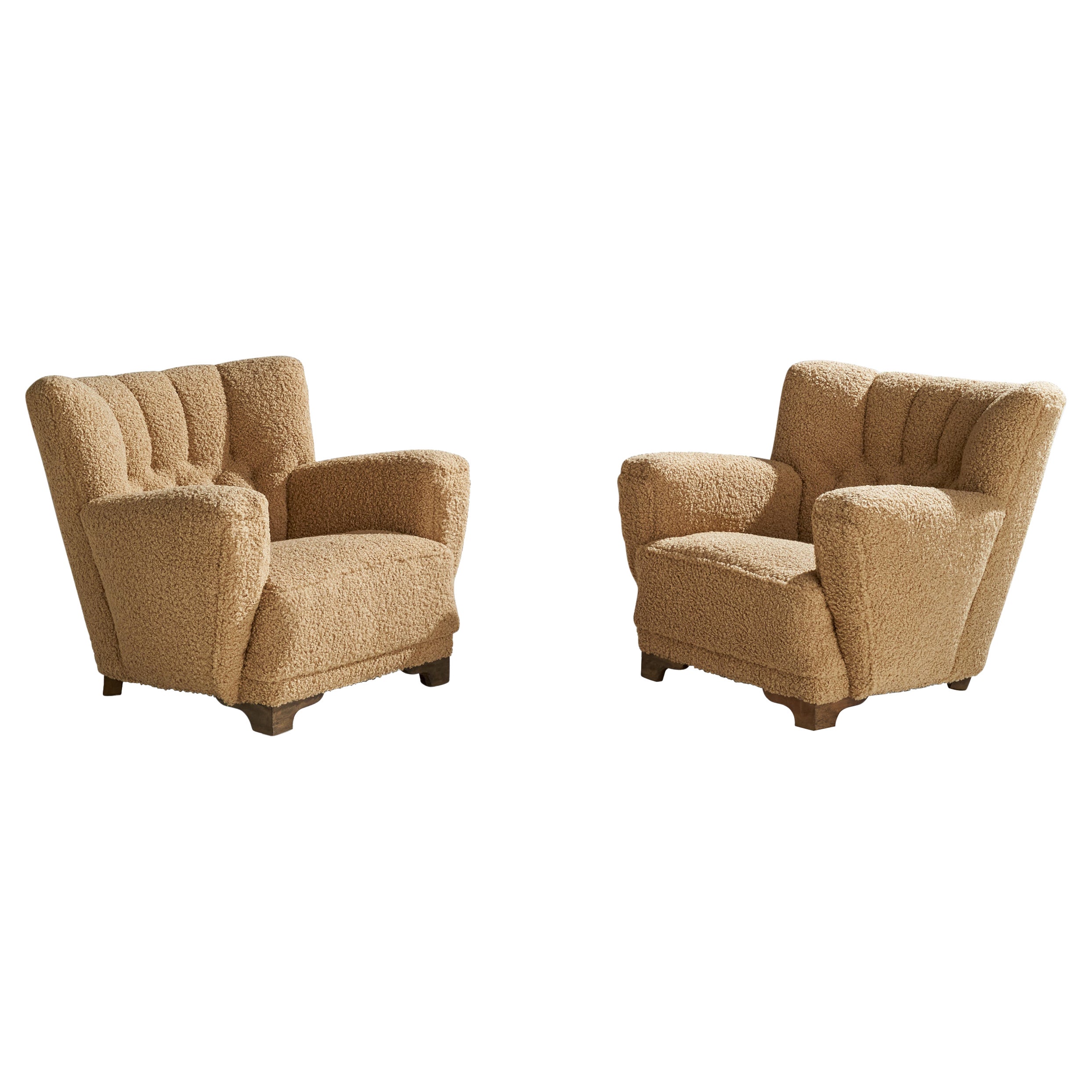 Designer danois, chaises longues, tissu, Oak, Danemark, années 1940