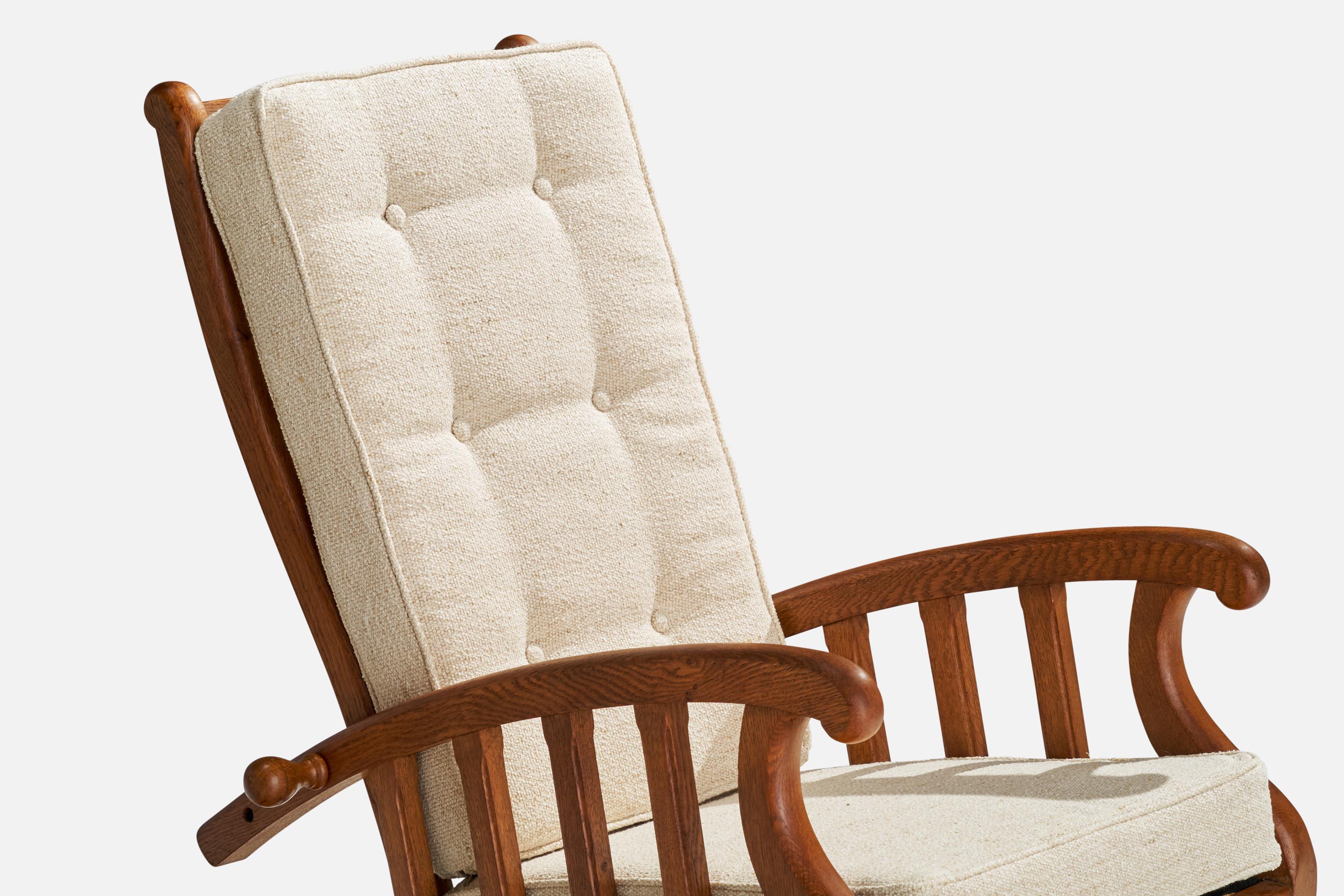 Arts and Crafts Danish Designer, Lounge Chairs, Oak, Fabric, Denmark, 1920s For Sale