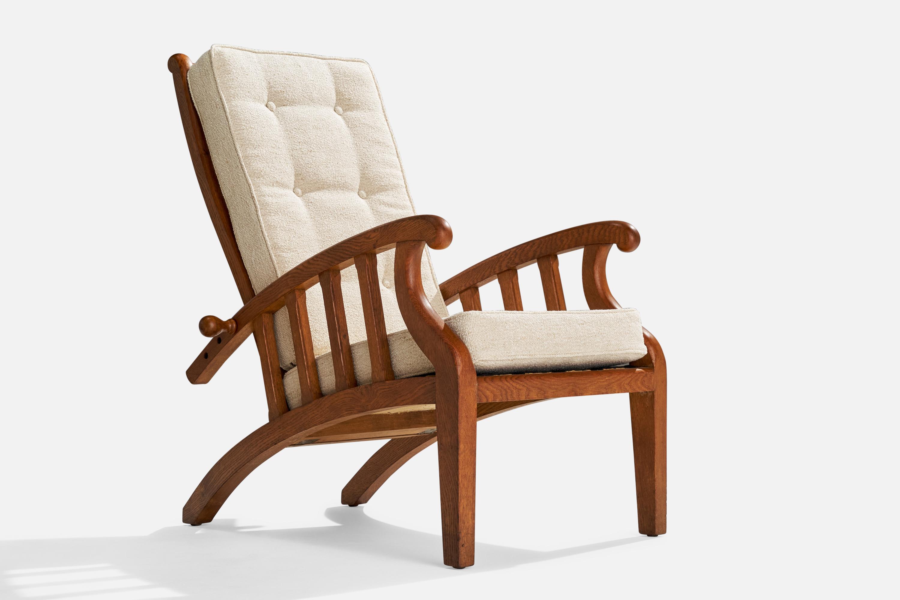 Danish Designer, Lounge Chairs, Oak, Fabric, Denmark, 1920s For Sale 2
