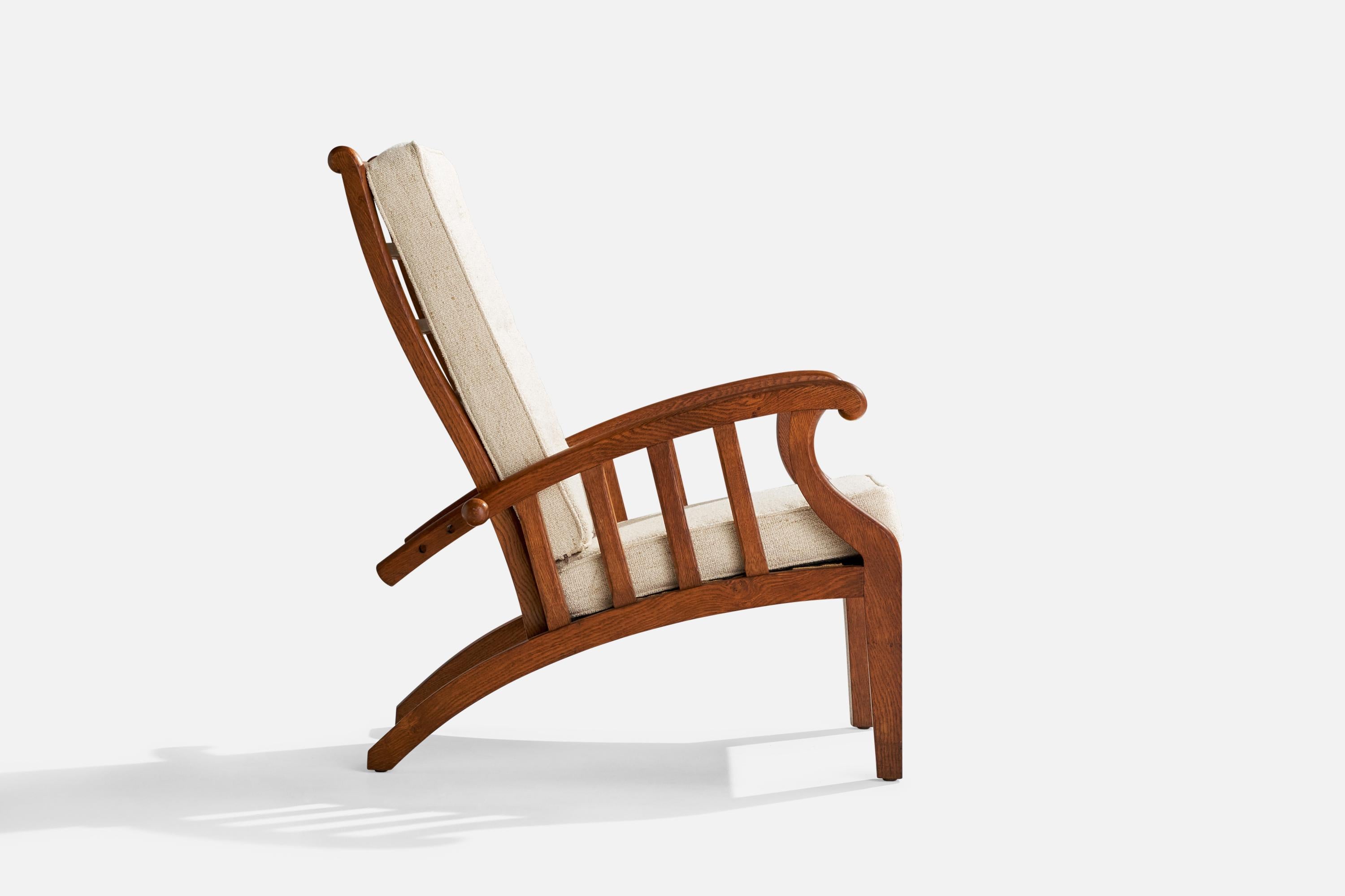 Danish Designer, Lounge Chairs, Oak, Fabric, Denmark, 1920s For Sale 3