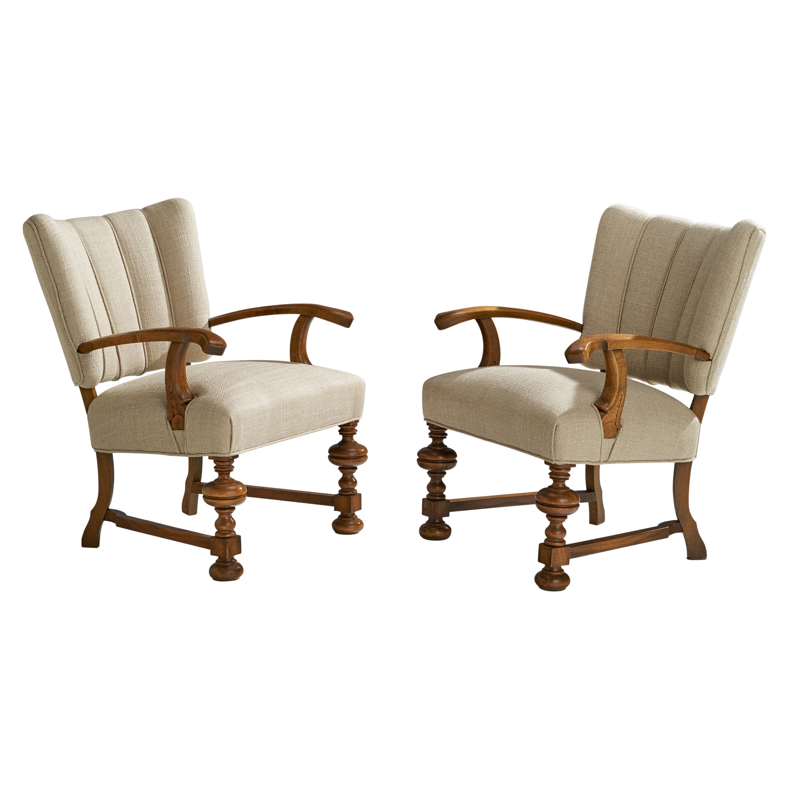 Chaises longues de designer danois, Oak/One, Fabrice, Danemark, années 1930