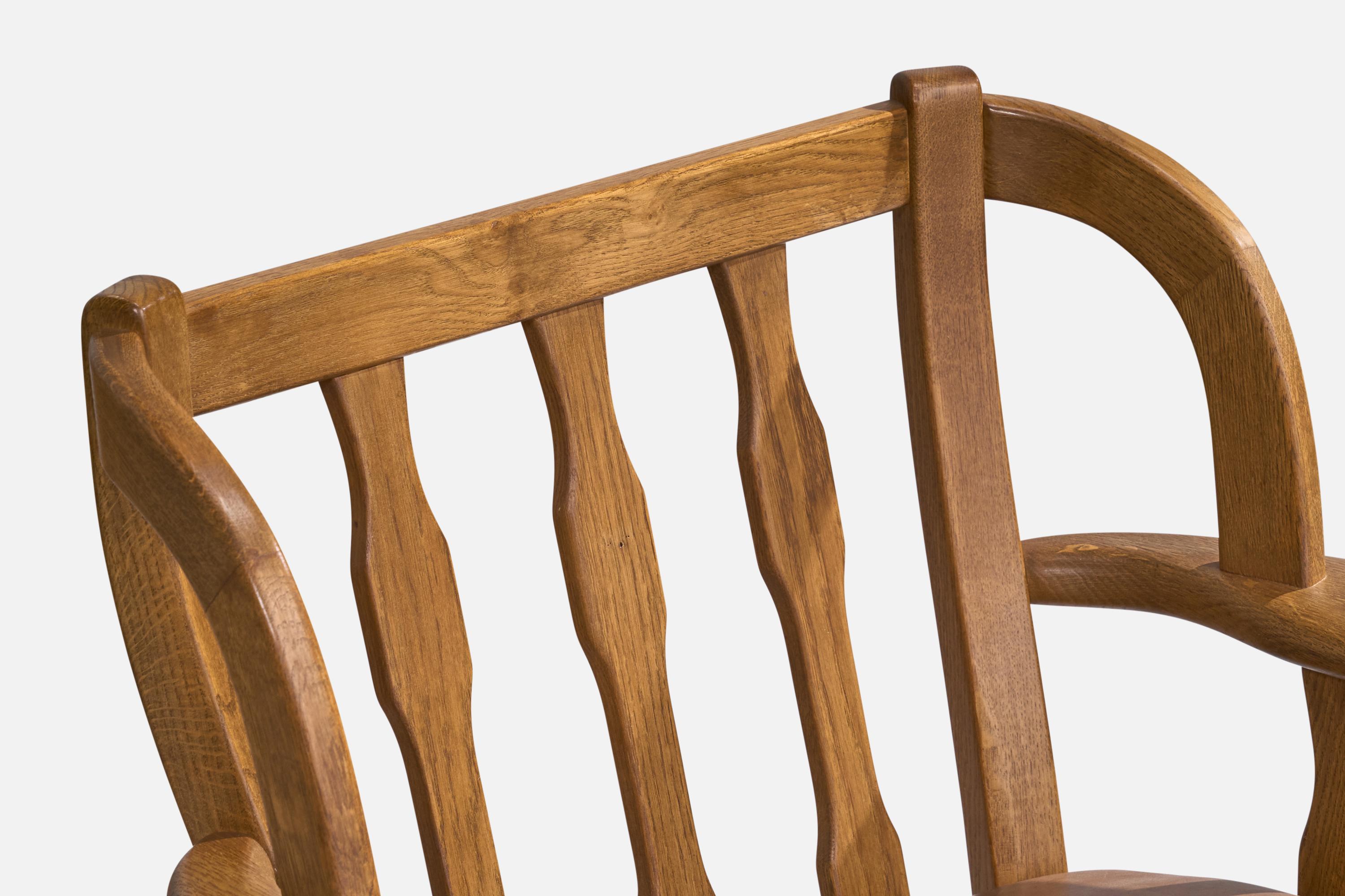 Designer danois, chaises longues, Oak, cuir, Danemark, années 1940 en vente 8