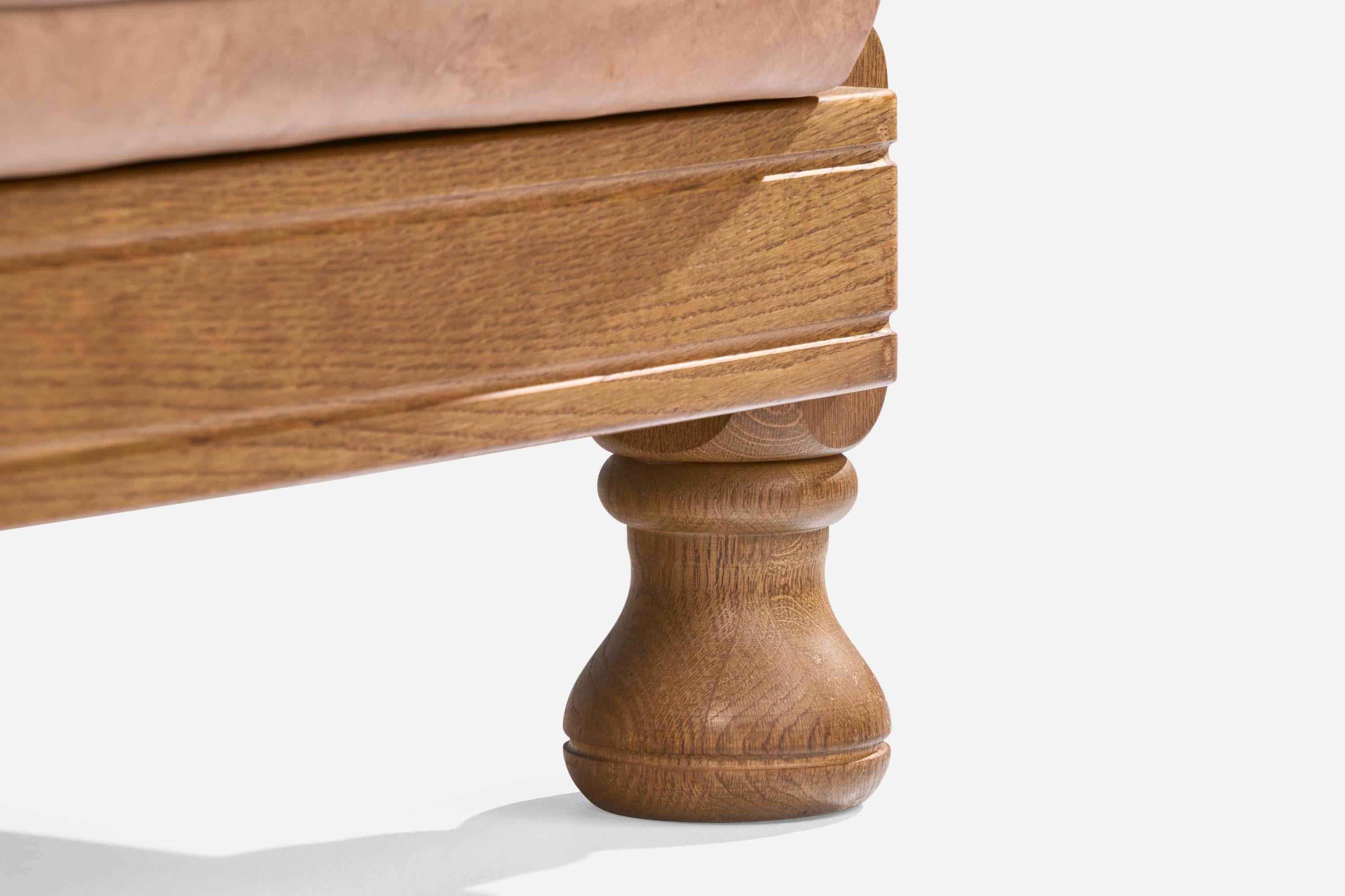 Designer danois, chaises longues, Oak, cuir, Danemark, années 1940 en vente 1