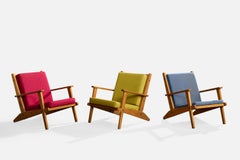Designer danois, chaises longues, pin, tissu, Danemark, années 1960