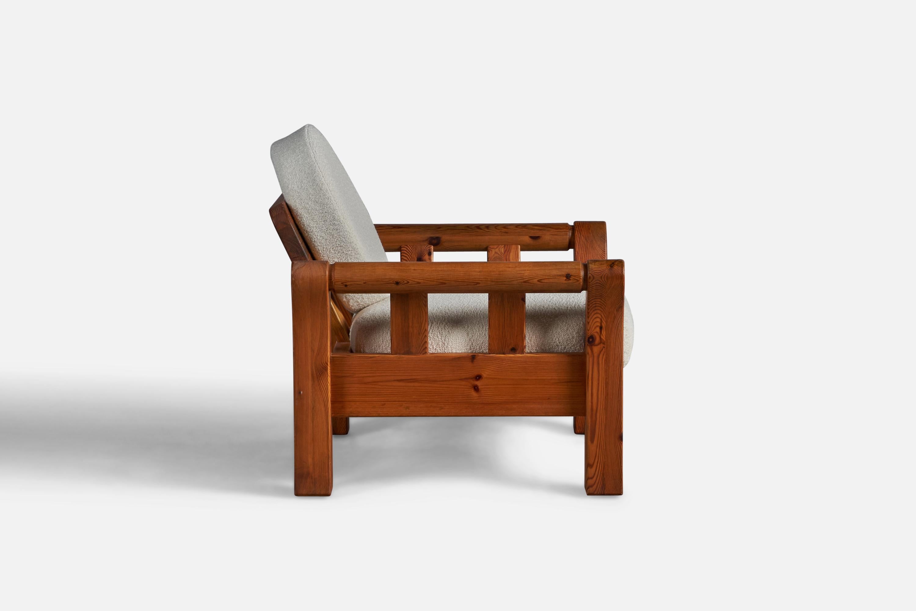 European Danish Designer, Lounge Chairs, Pine, Fabric, Denmark, 1960s For Sale