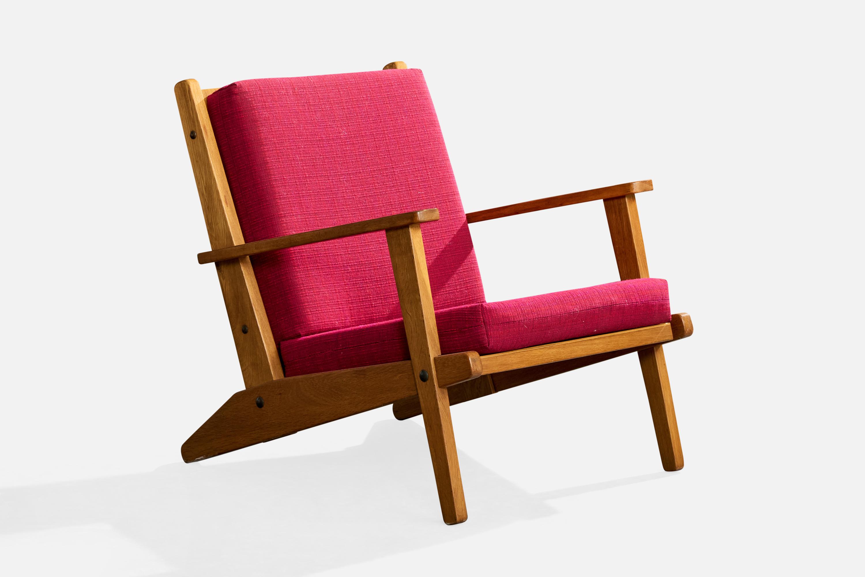 Danish Designer, Lounge Chairs, Pine, Fabric, Denmark, 1960s Danés en venta